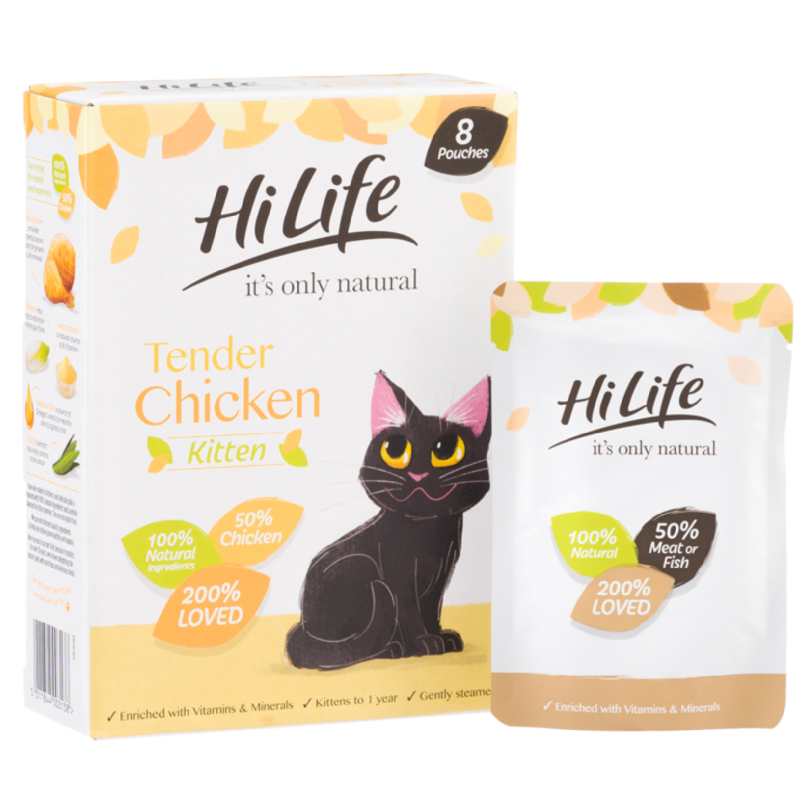 HiLife It's Only Natural Kitten Tender Chicken in Jelly Wet Cat Food Pouches, 8 x 70g