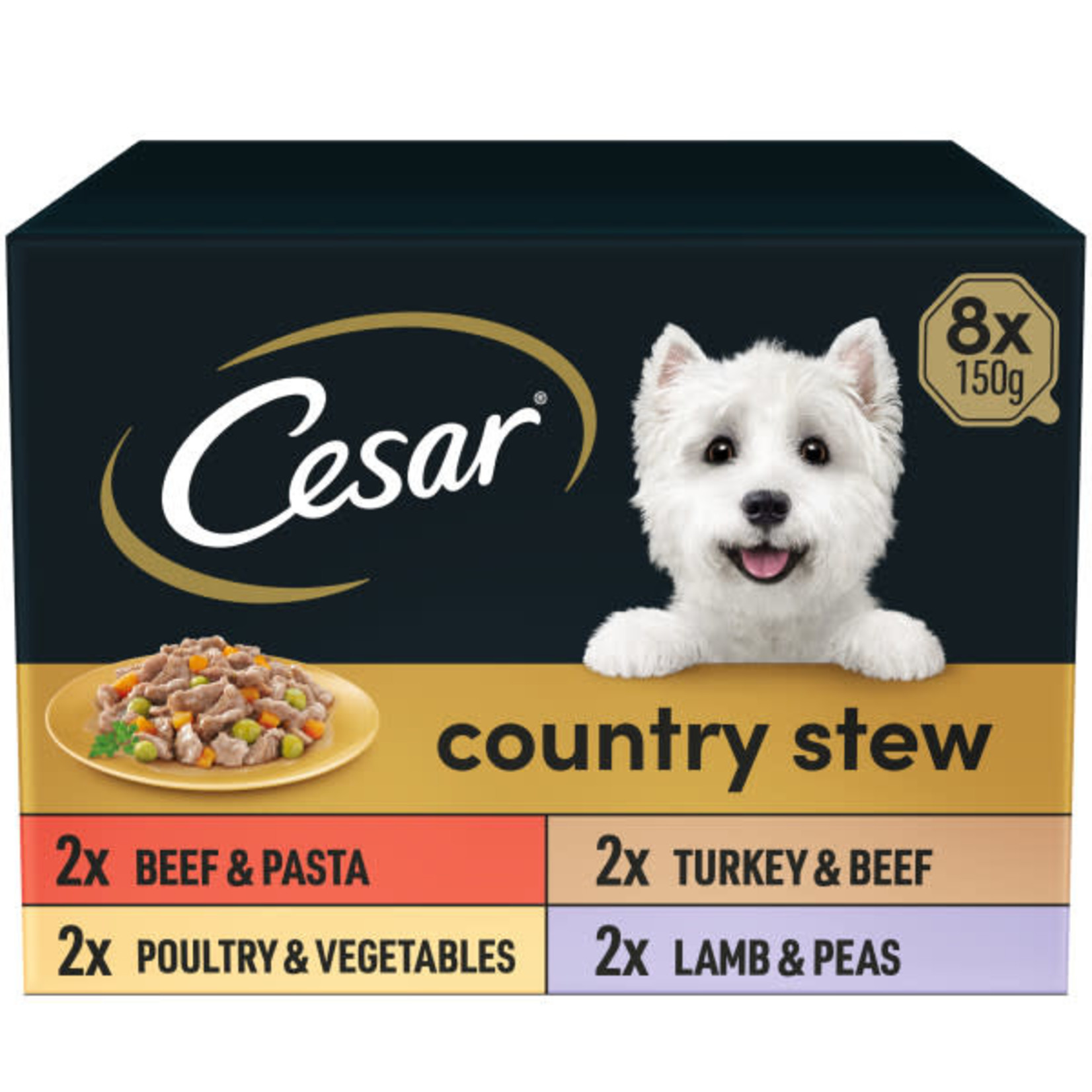 Cesar Adult Dog Wet Food Tray Country Stew Selection, 8 x 150g