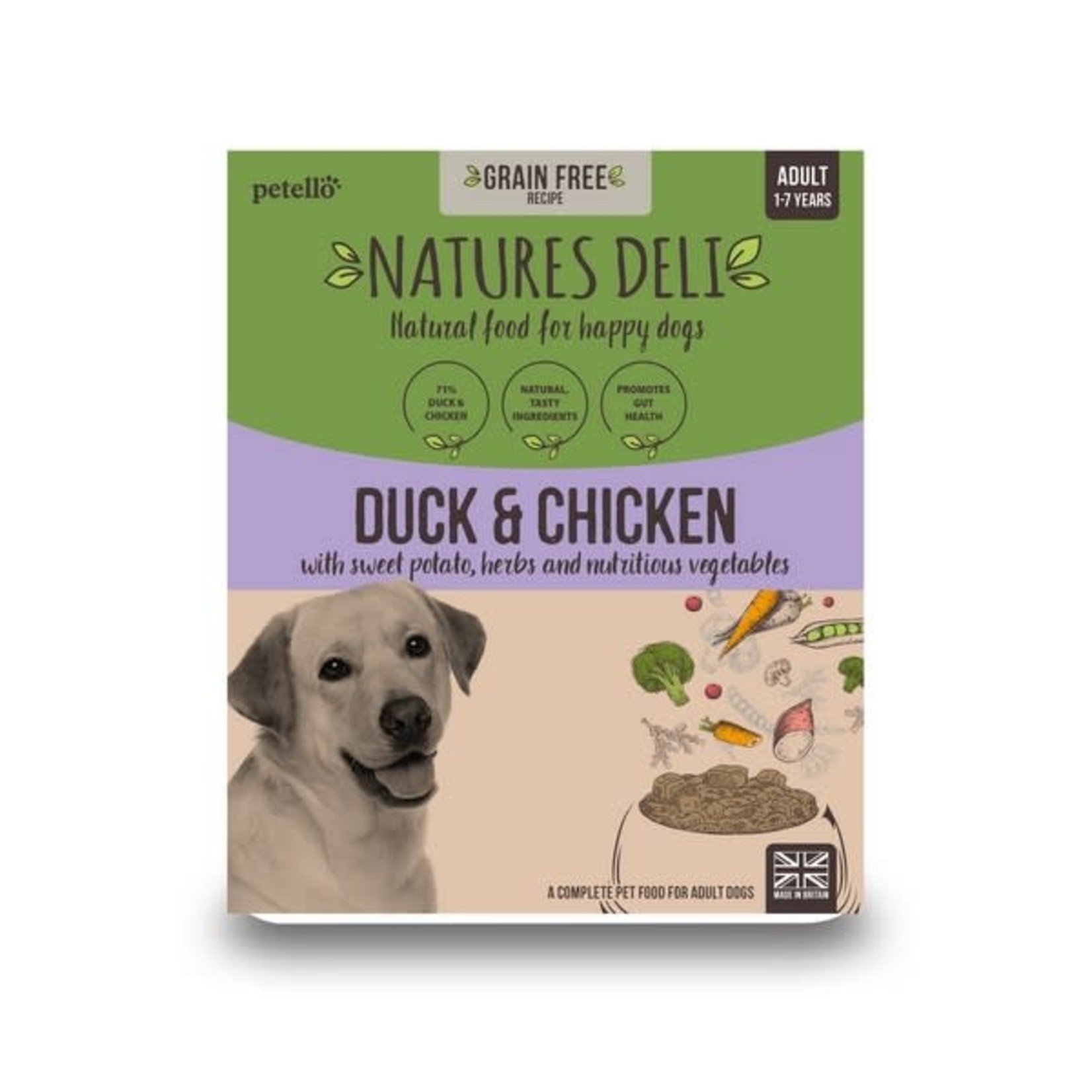 petello Natures Deli Adult Grain Free Wet Dog Food Duck & Chicken, 395g