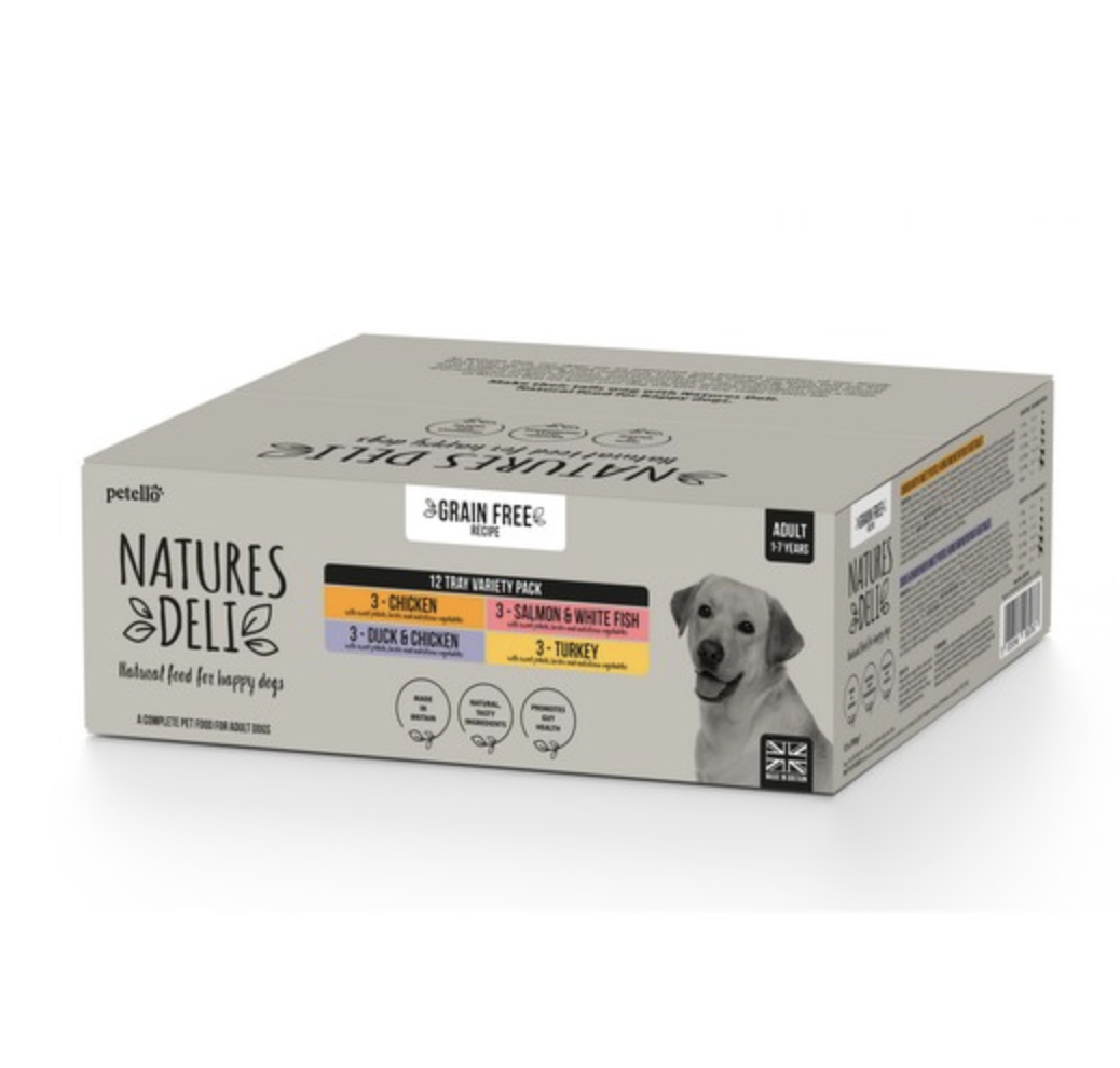 Natures Deli Adult Grain Free Wet Dog Food Variety Box, 12 x 395g Pet
