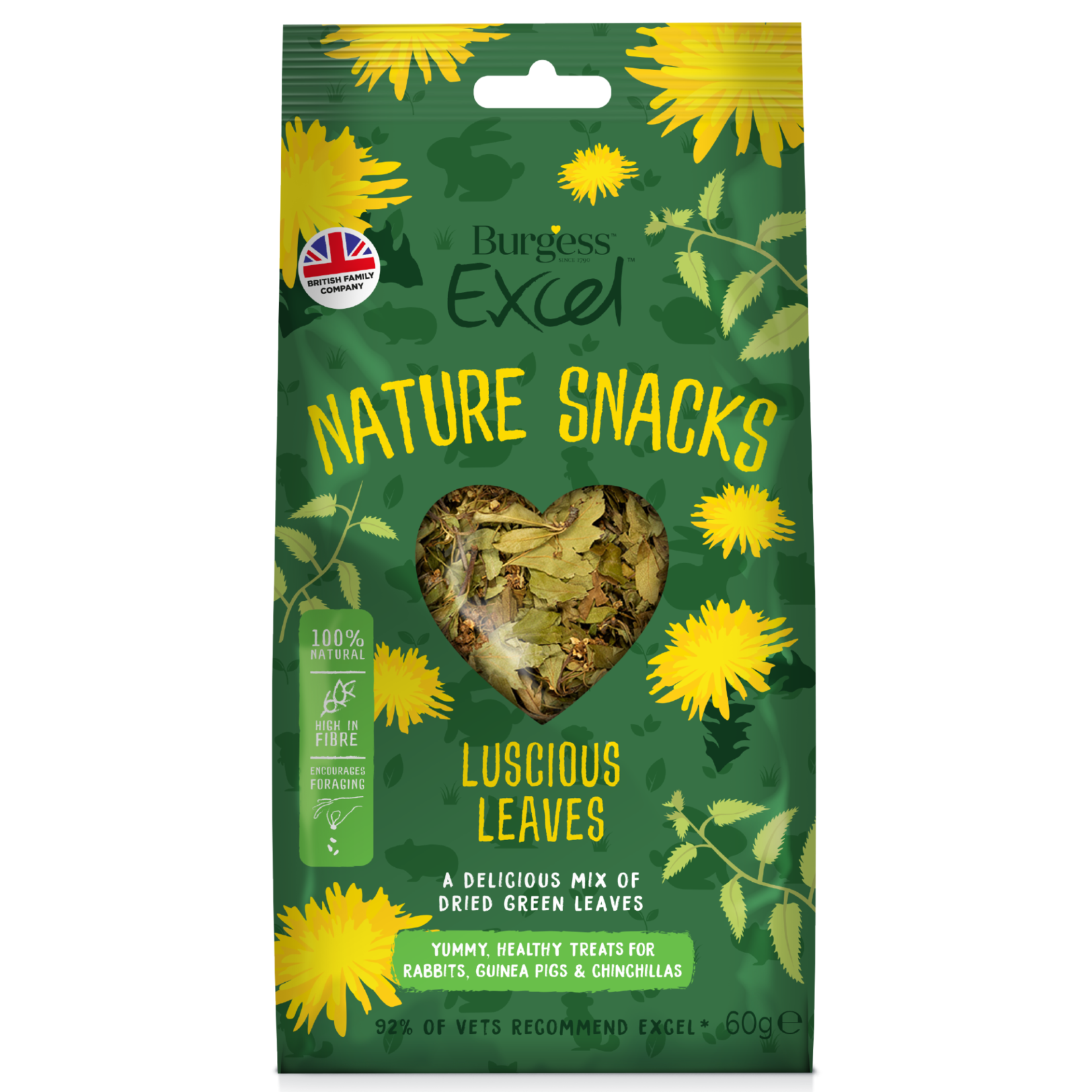 Burgess Excel Nature Snacks Luscious Leaves Small Animal Treat, 60g