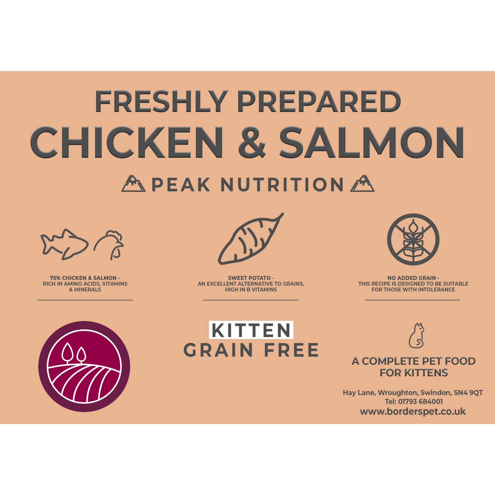 Borders Grain Free Kitten Dry Food with Freshly Prepared Chicken, 2kg