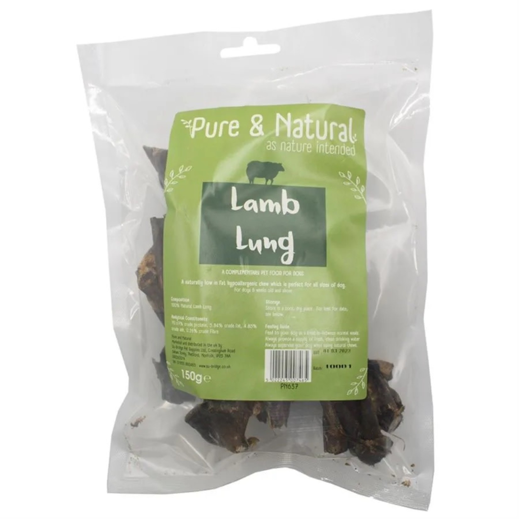 Pure & Natural Lamb Lung Dog Treats, 150g