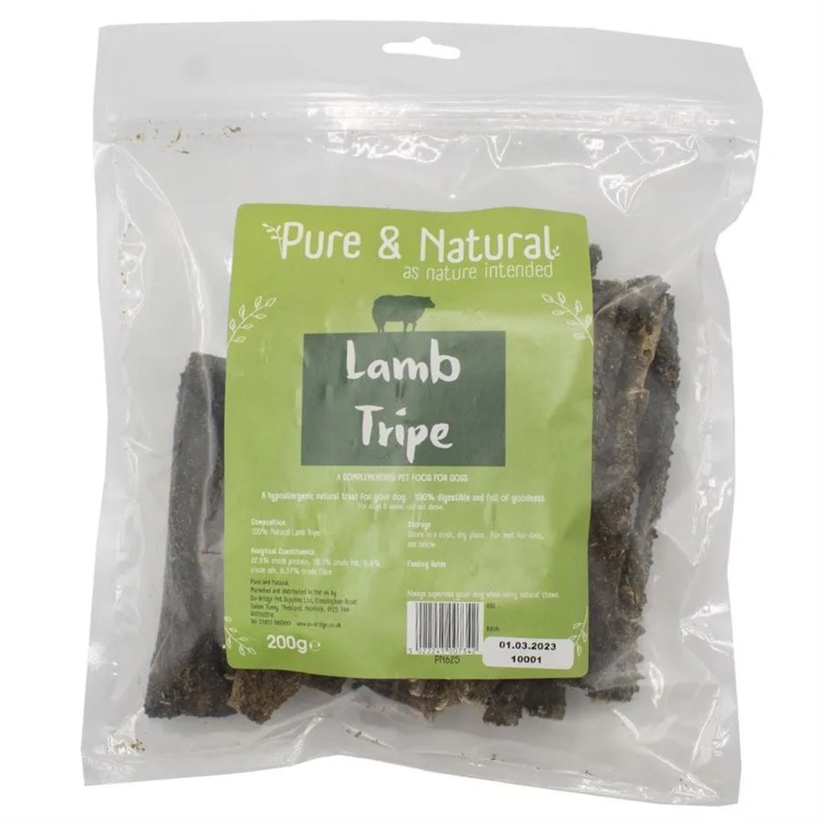 Pure & Natural Lamb Tripe Dog Treats, 200g