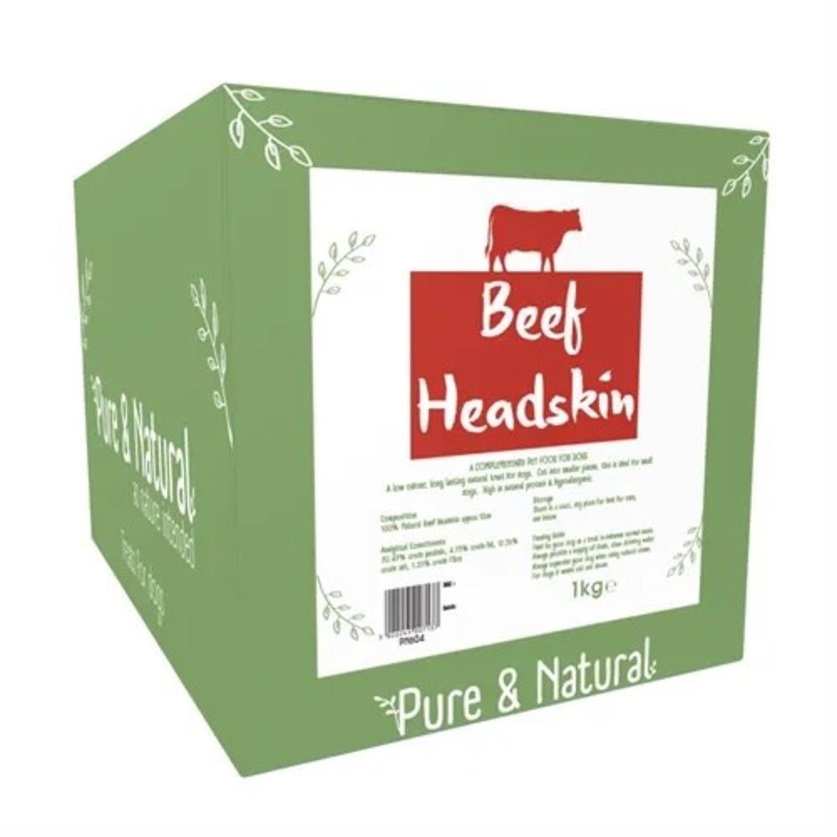 Pure & Natural Beef Headskin Dog Treats 12cm, 1kg Box