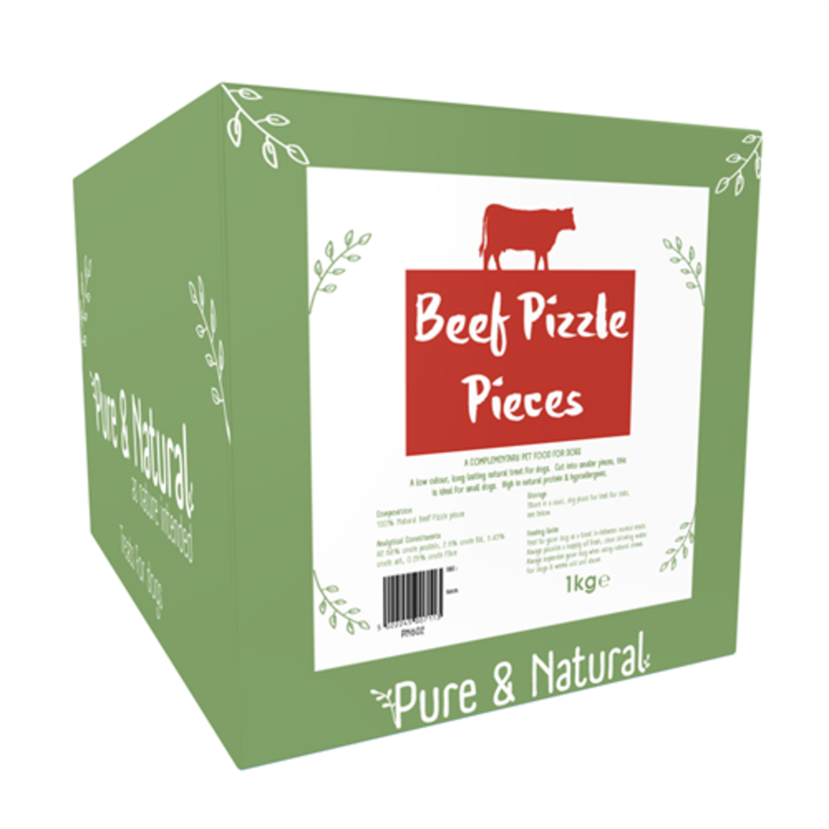 Pure & Natural Beef Pizzle Pieces Dog Treats, 1kg Box