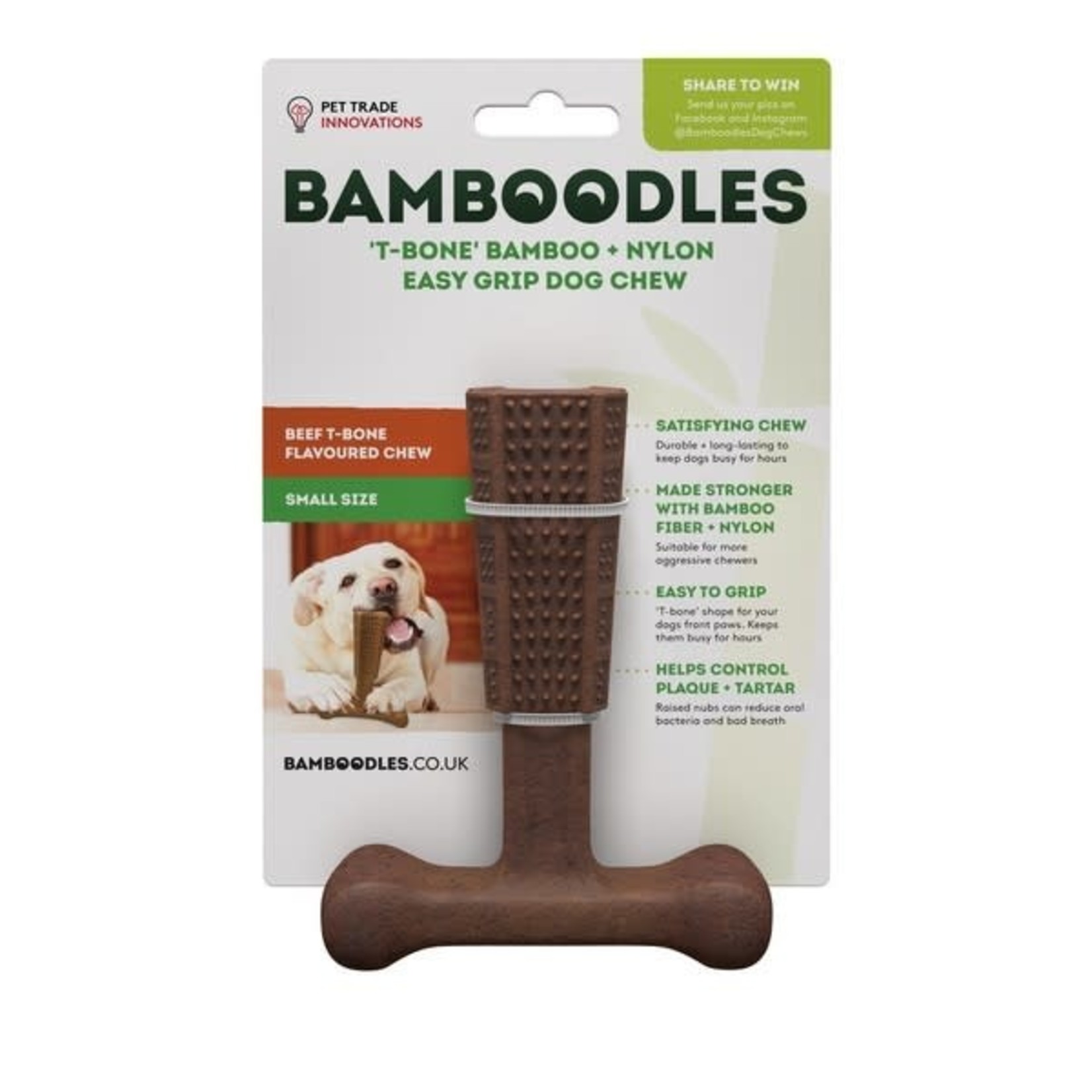 Bamboodles T-Bone Chew Dog Toy, Beef Flavour