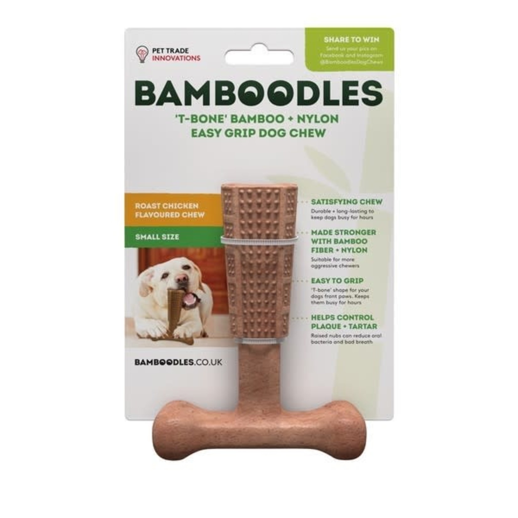 Bamboodles T-Bone Chew Dog Toy, Chicken Flavour