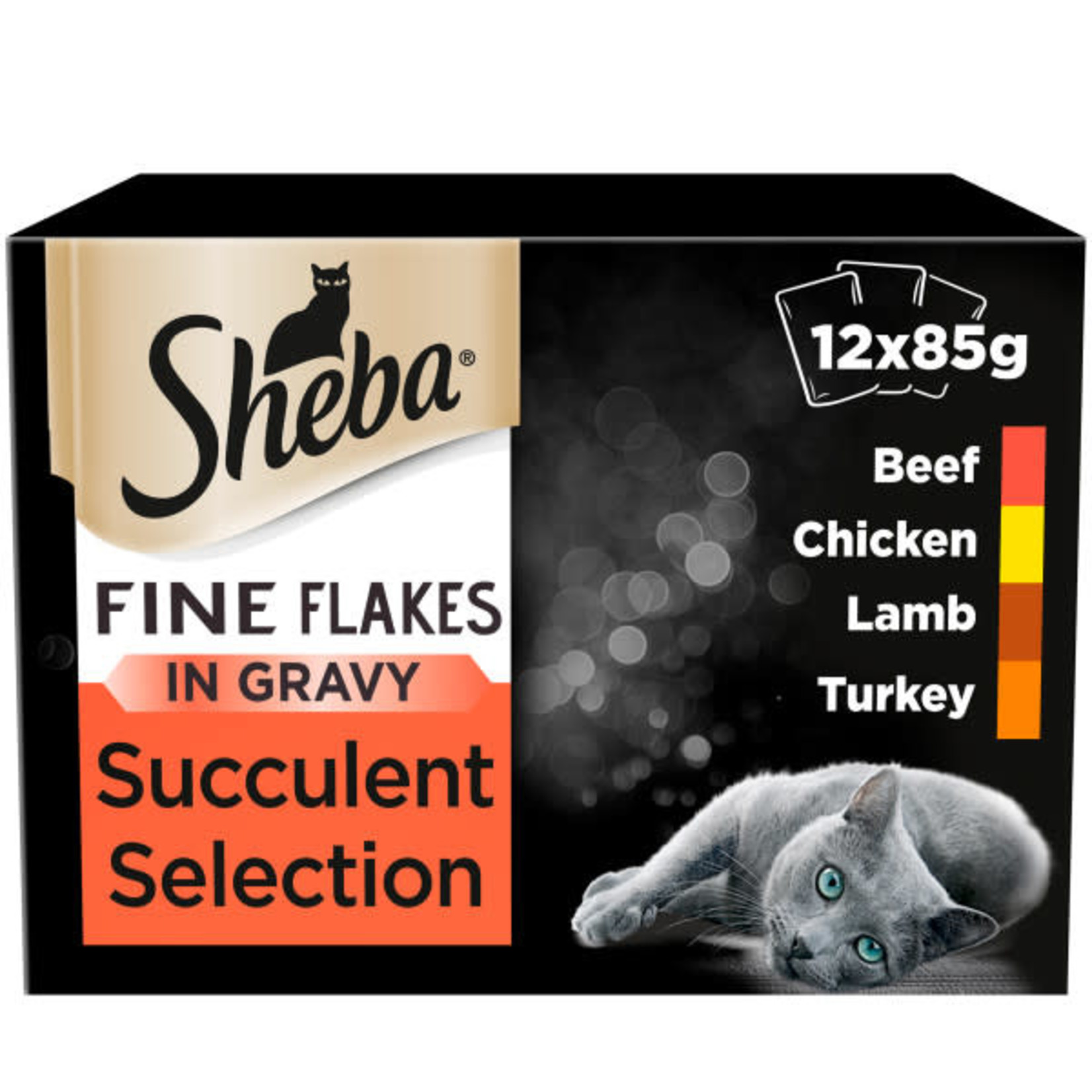 Sheba Fine Flakes Adult Cat Wet Food Succulent Selection in Gravy, 12 x 85g