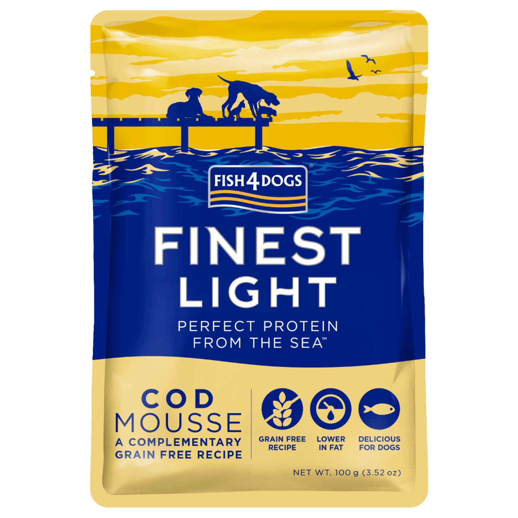 Fish4Dogs Finest Wet Dog Food Light Cod Mousse, 100g pouch