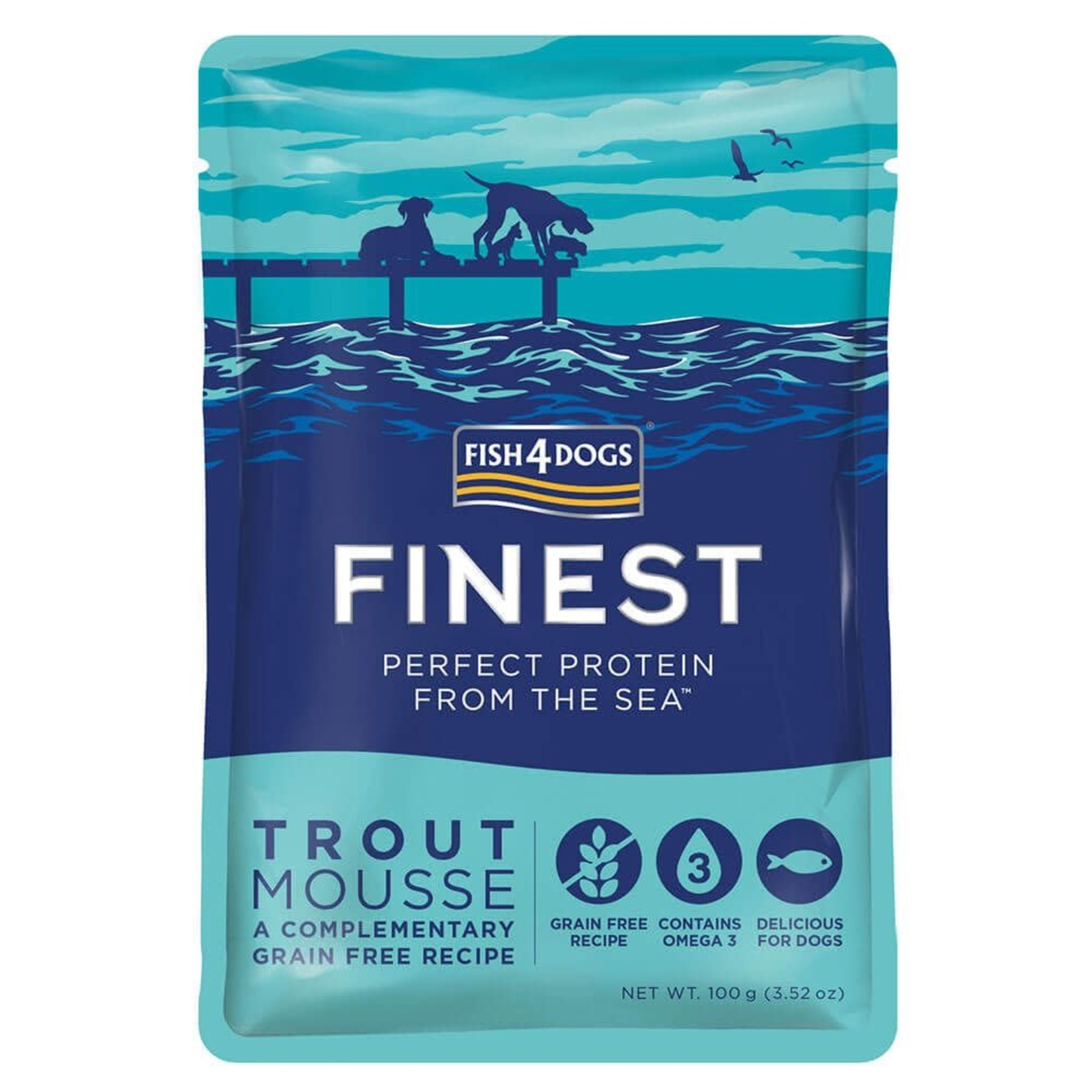 Fish4Dogs Finest Wet Dog Food Trout Mousse, 100g pouch