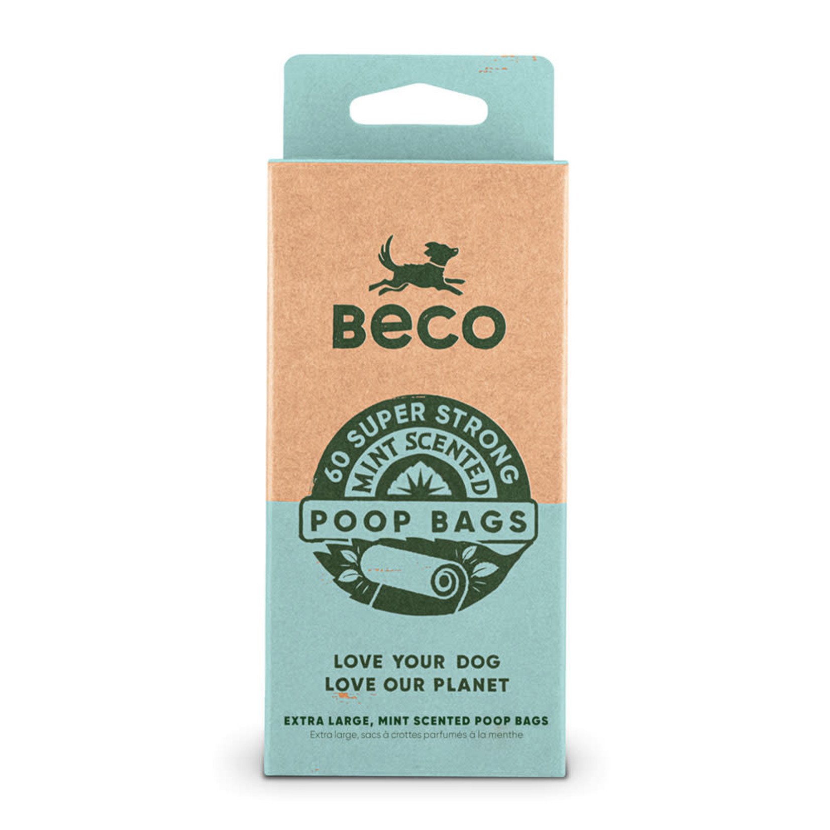 Beco Eco-Friendly Mint Scented Degradable Poop Bags 60 bags, 4 rolls of 15