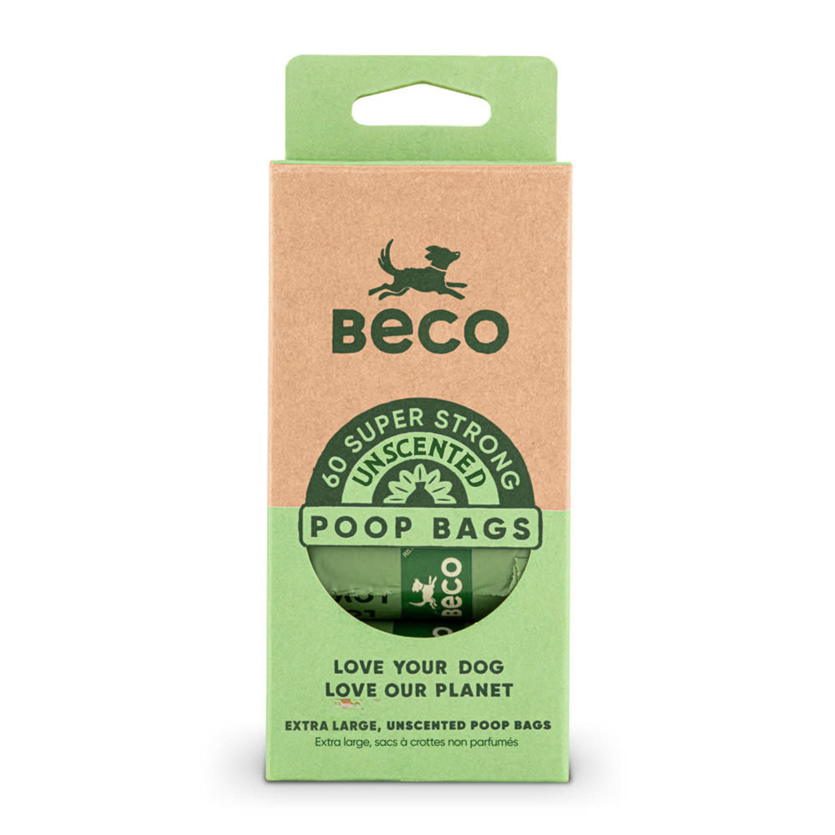 Beco Eco-Friendly Unscented Degradable Poop Bags 60 bags, 4 rolls of 15