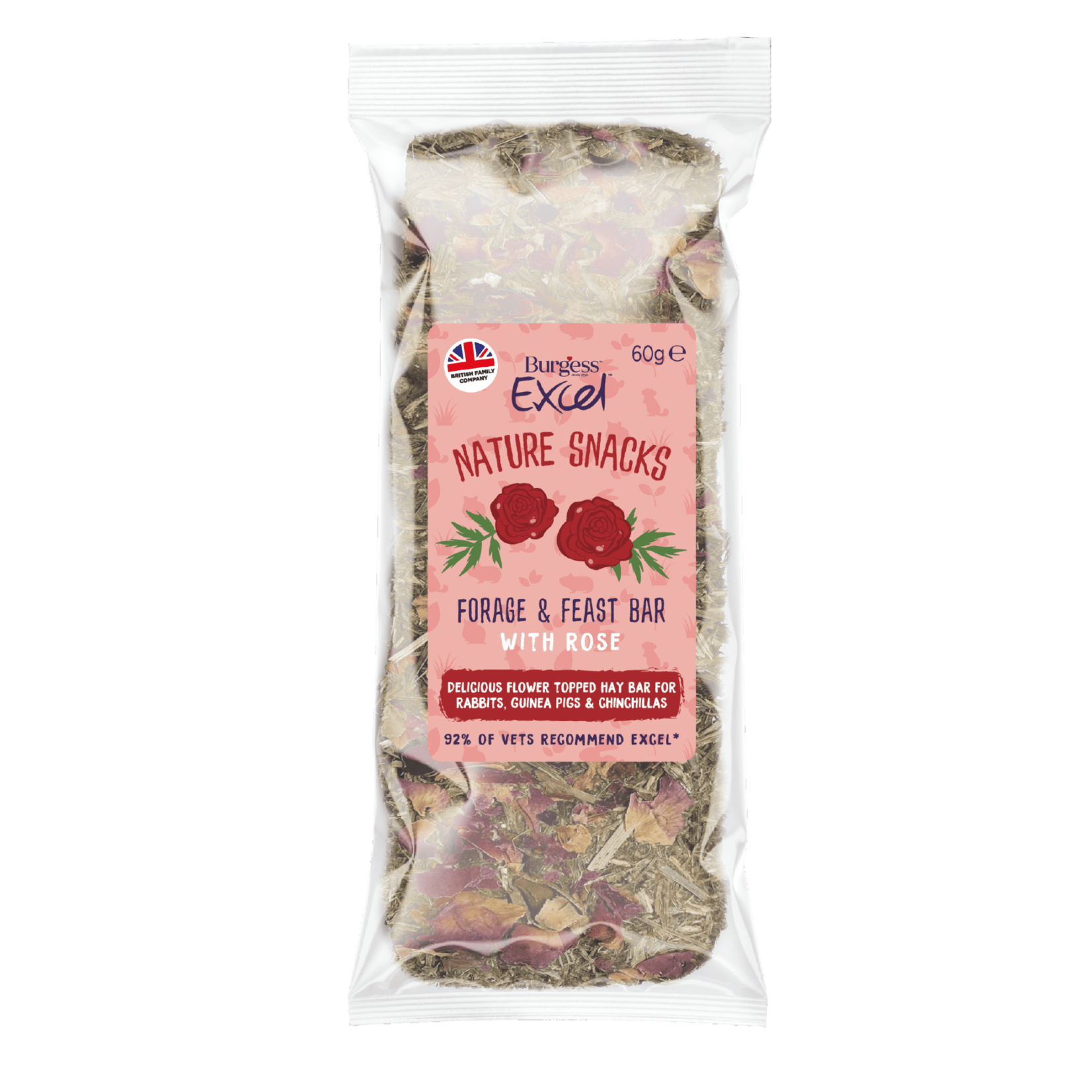 Burgess Excel Forage & Feast Hay Bar with Rose Small Animal Treat, 60g