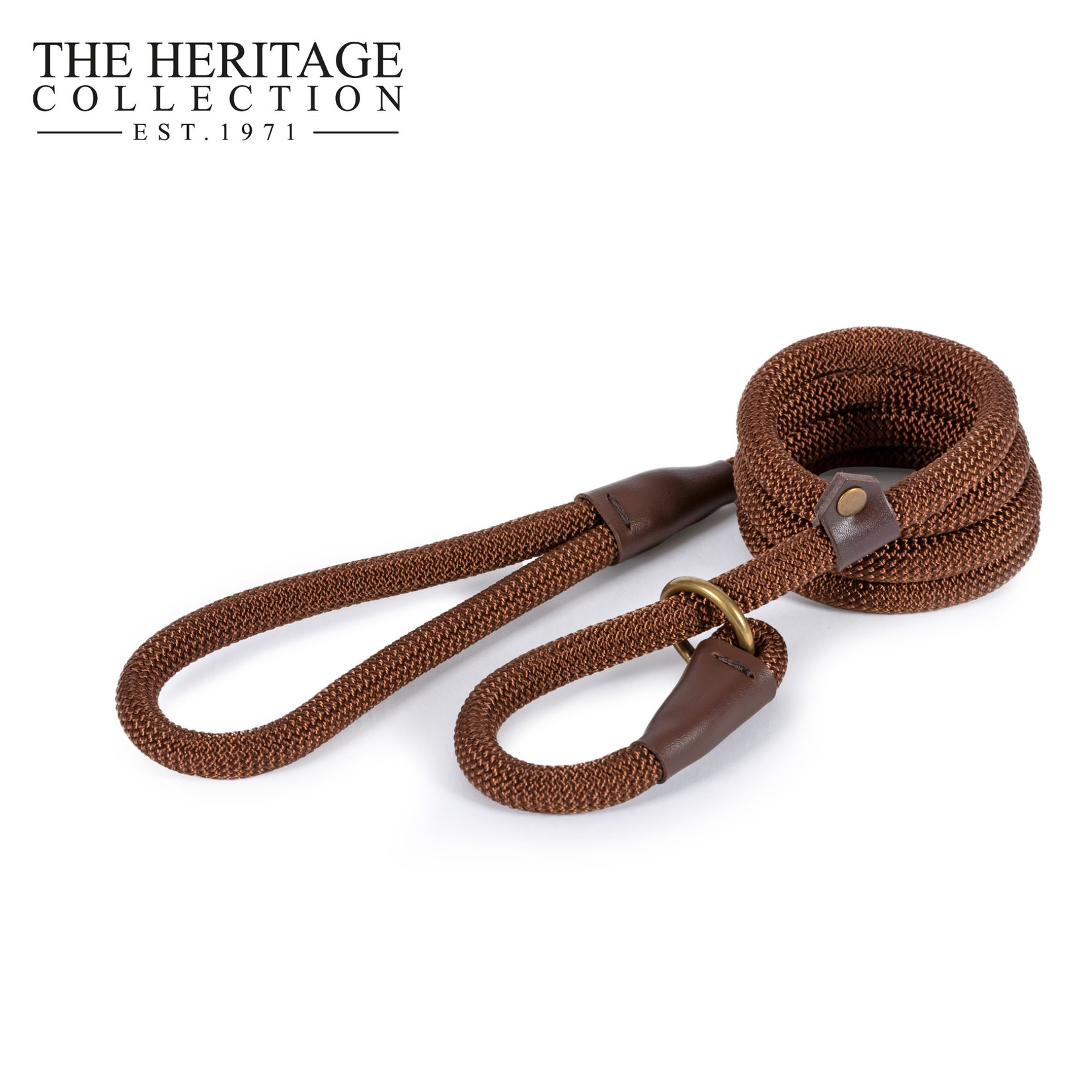 Ancol Heritage Deluxe Nylon Rope Slip Dog Lead 1.5m x 12mm, Brown