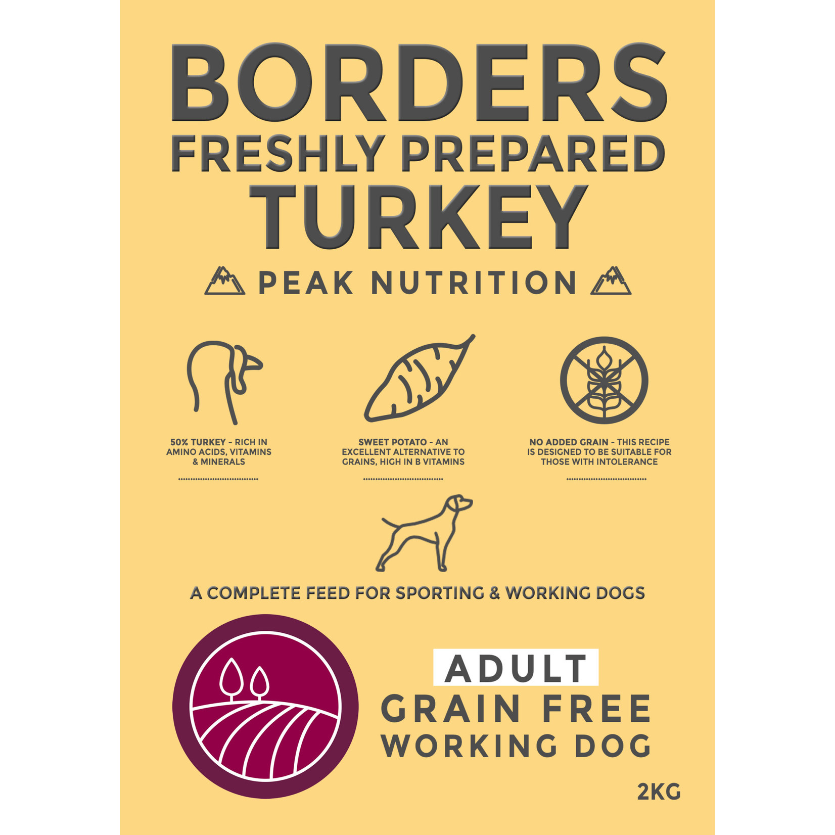 Borders Grain Free Adult Dog Dry Food with Turkey, Sweet Potato & Cranberry