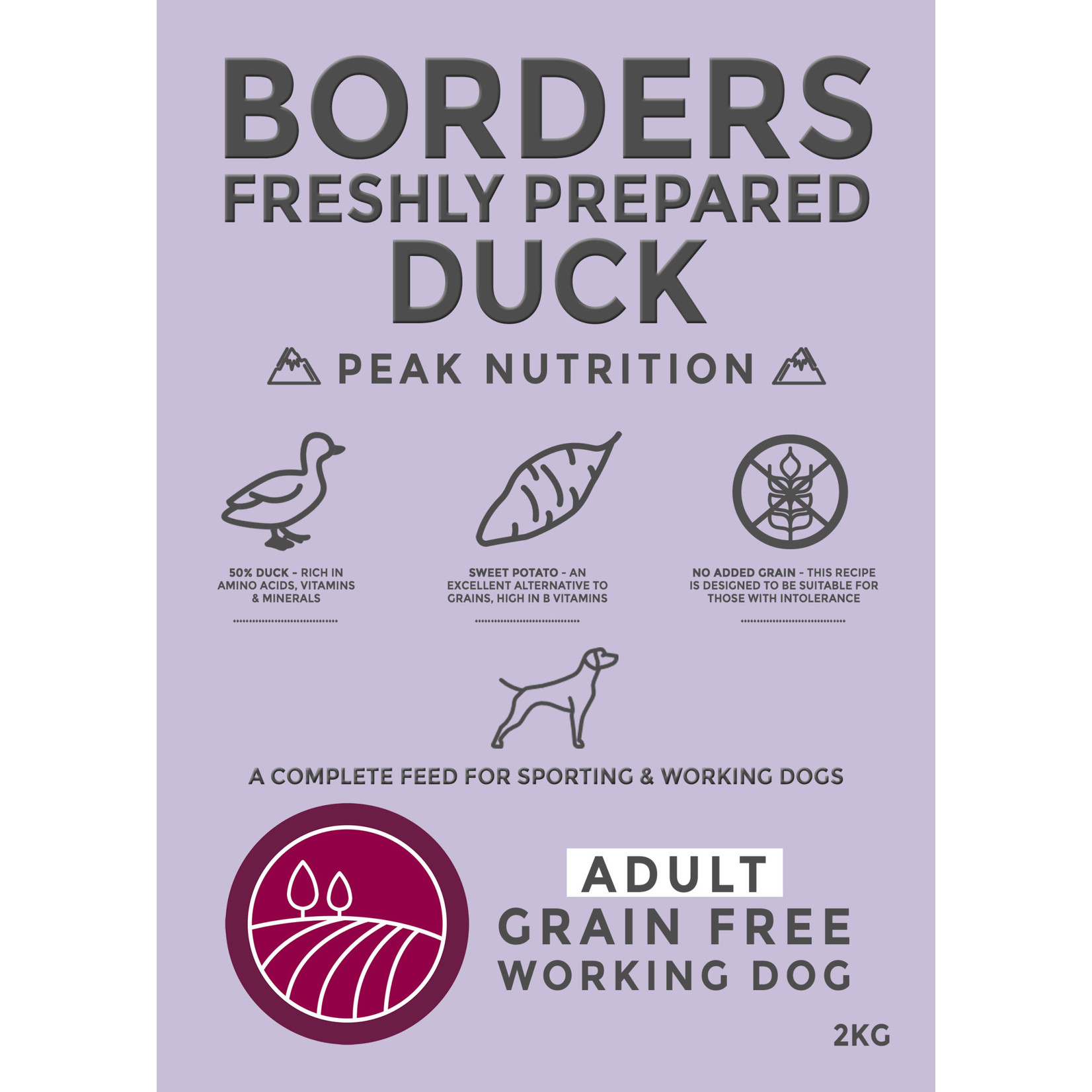 Borders Grain Free Adult Dog Dry Food with Duck, Sweet Potato & Orange