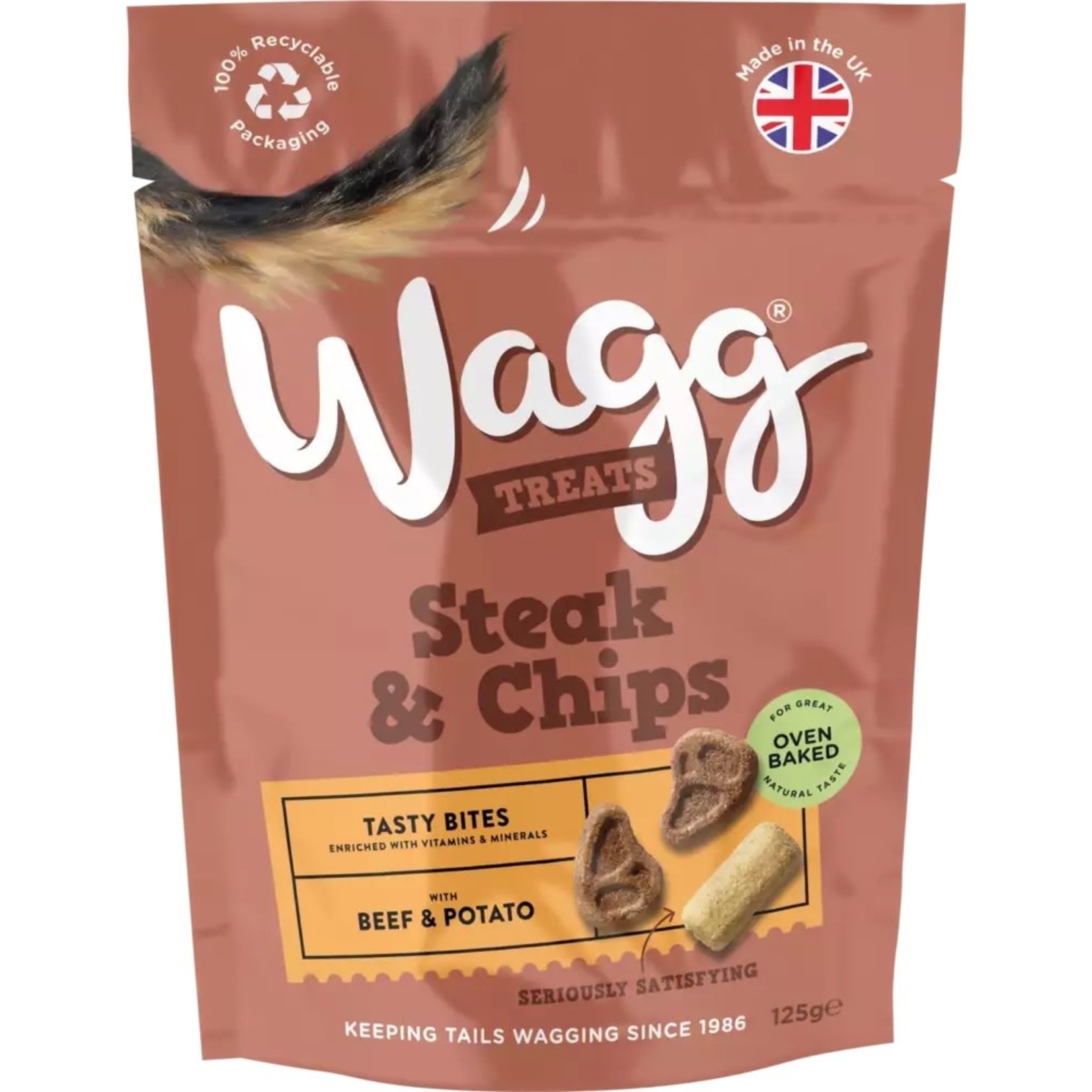 Wagg Steak & Chips Oven Baked Dog Treats, 125g