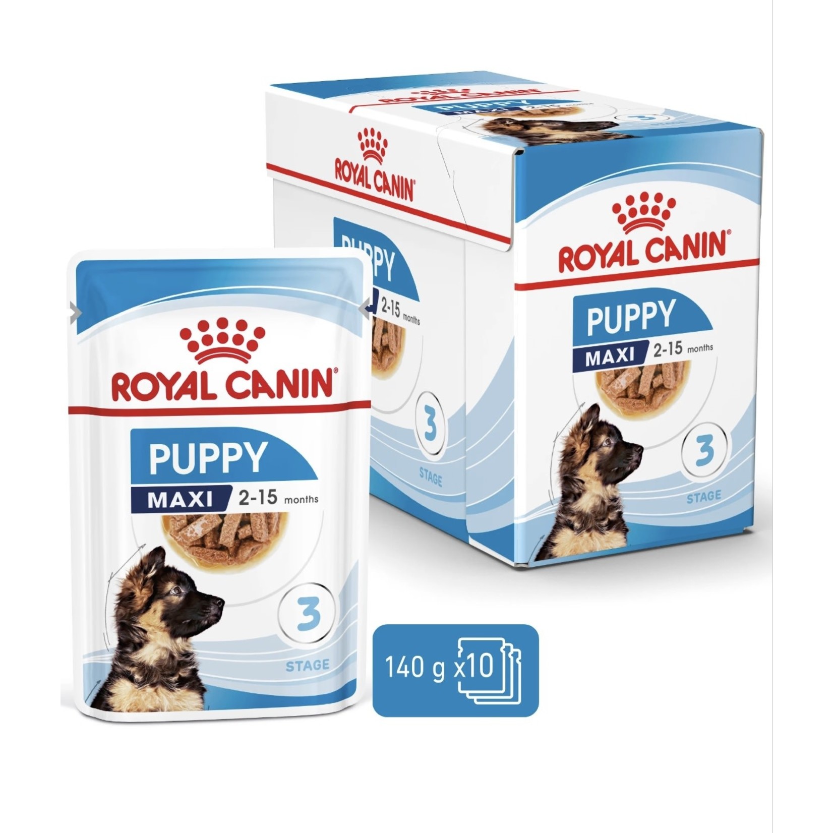 Royal Canin Maxi Puppy Wet Food Pouch 140g, Box of 10