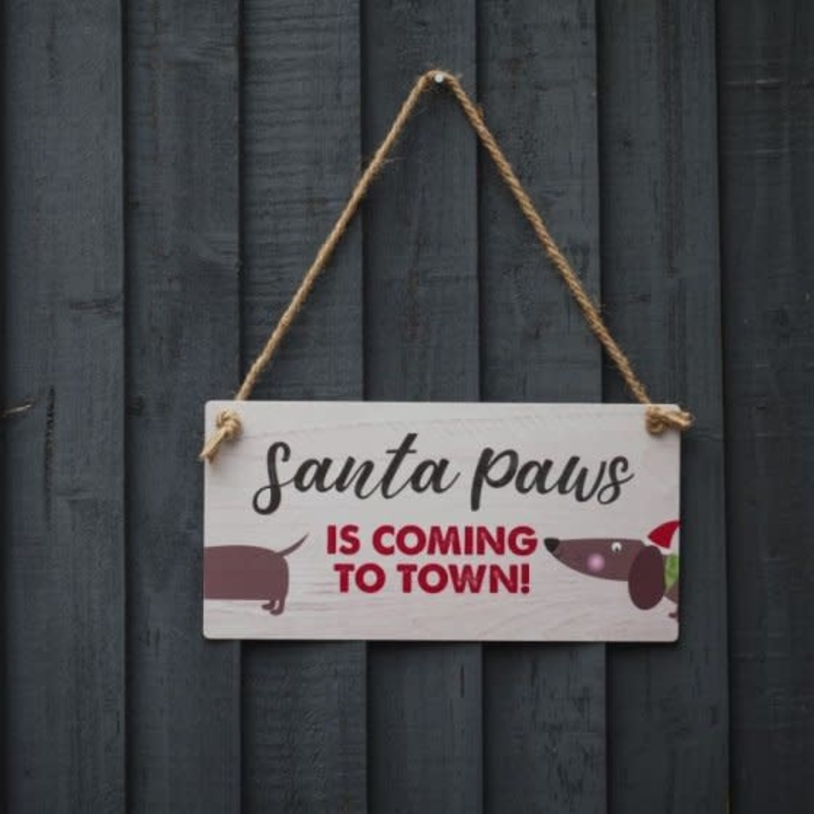 Zöon Santa Paws Is Coming To Town! Christmas Pet Sign, 30 x 15cm
