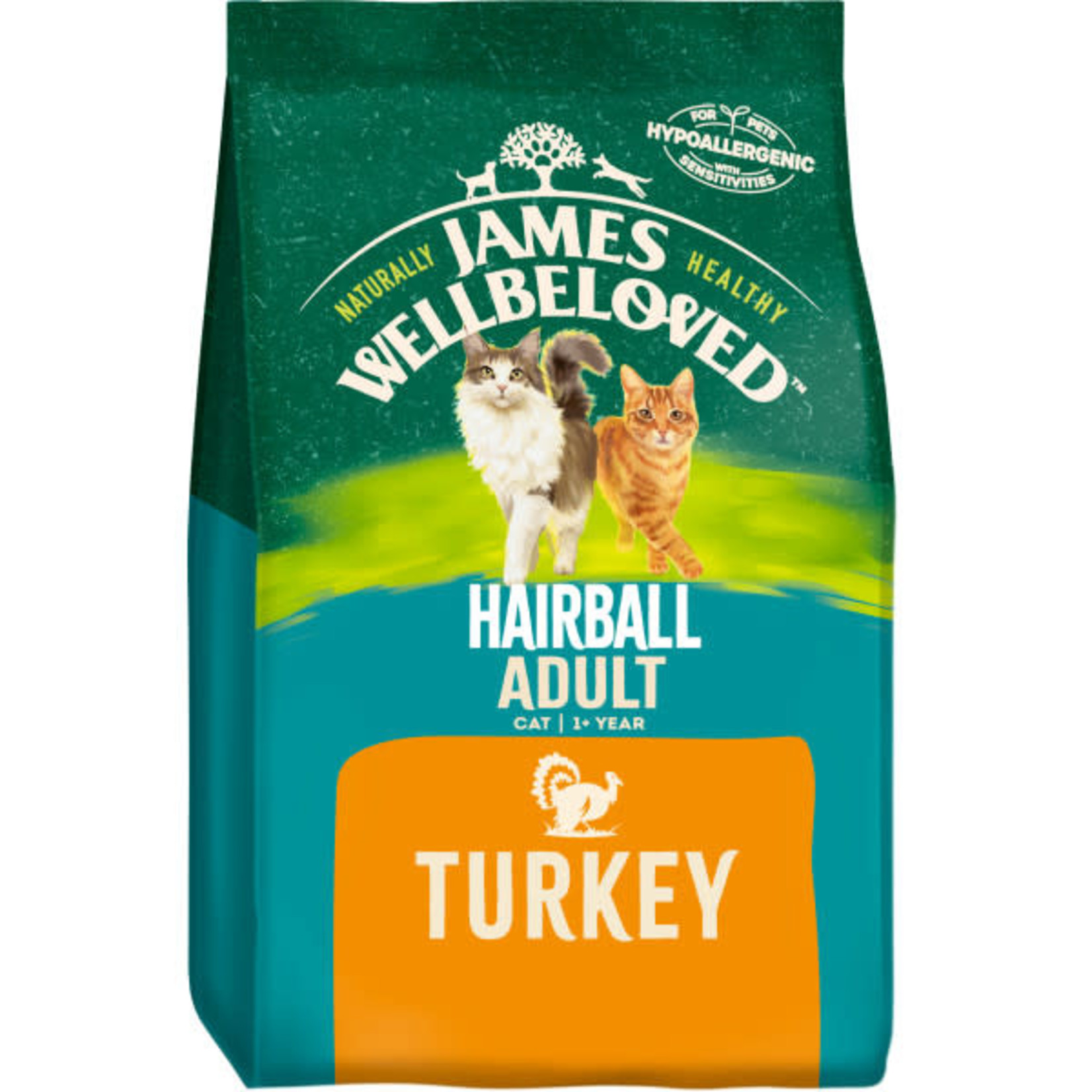 James Wellbeloved Hairball Cat Dry Food, Turkey & Rice