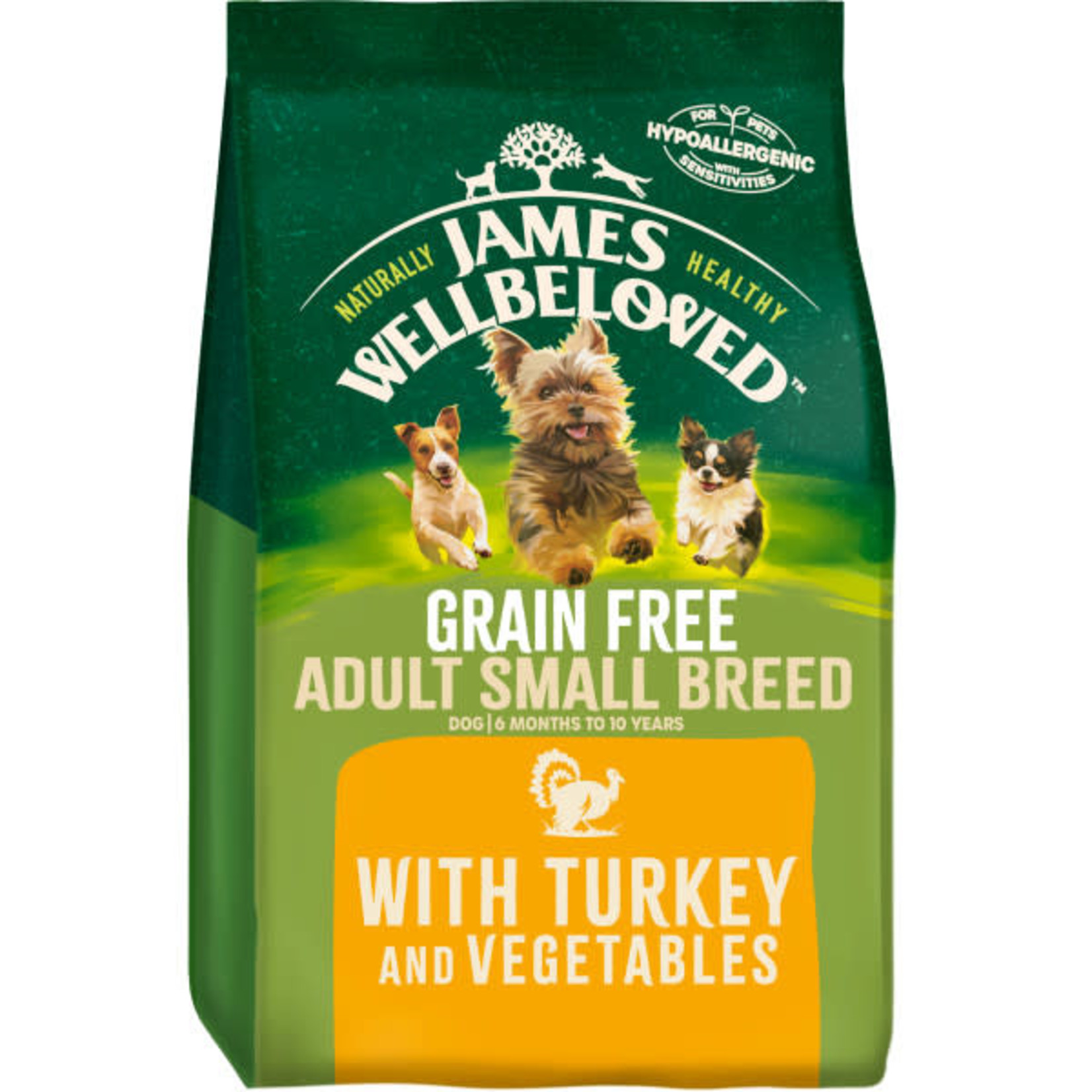 James Wellbeloved Grain Free Small Breed Adult Dog Dry Food, Turkey & Vegetable, 1.5kg