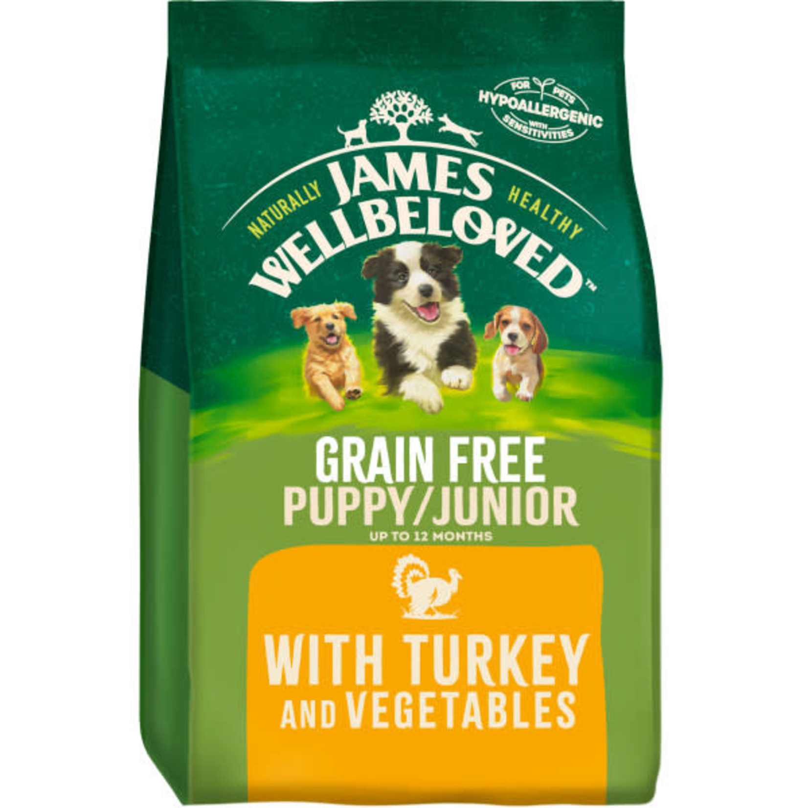 James Wellbeloved Grain Free Puppy Junior Dog Dry Food, Turkey & Vegetable 1.5kg