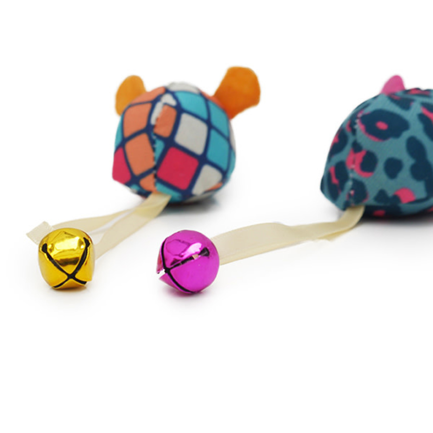 Rosewood Jolly Moggy Patchwork Mice Duo Cat Toys