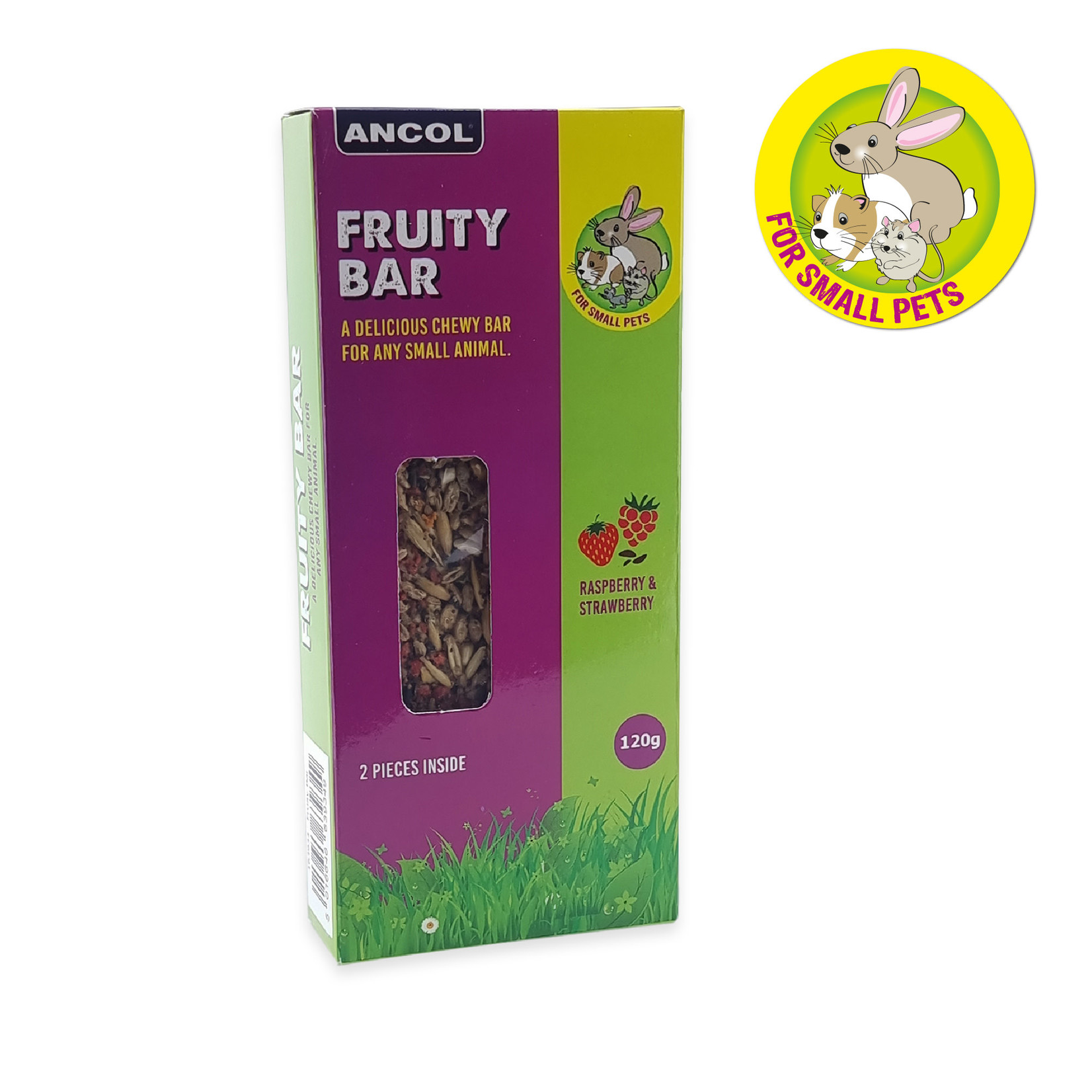 Ancol Fruity Bar Raspberry & Strawberry Chewy Small Animal Treats, 120g