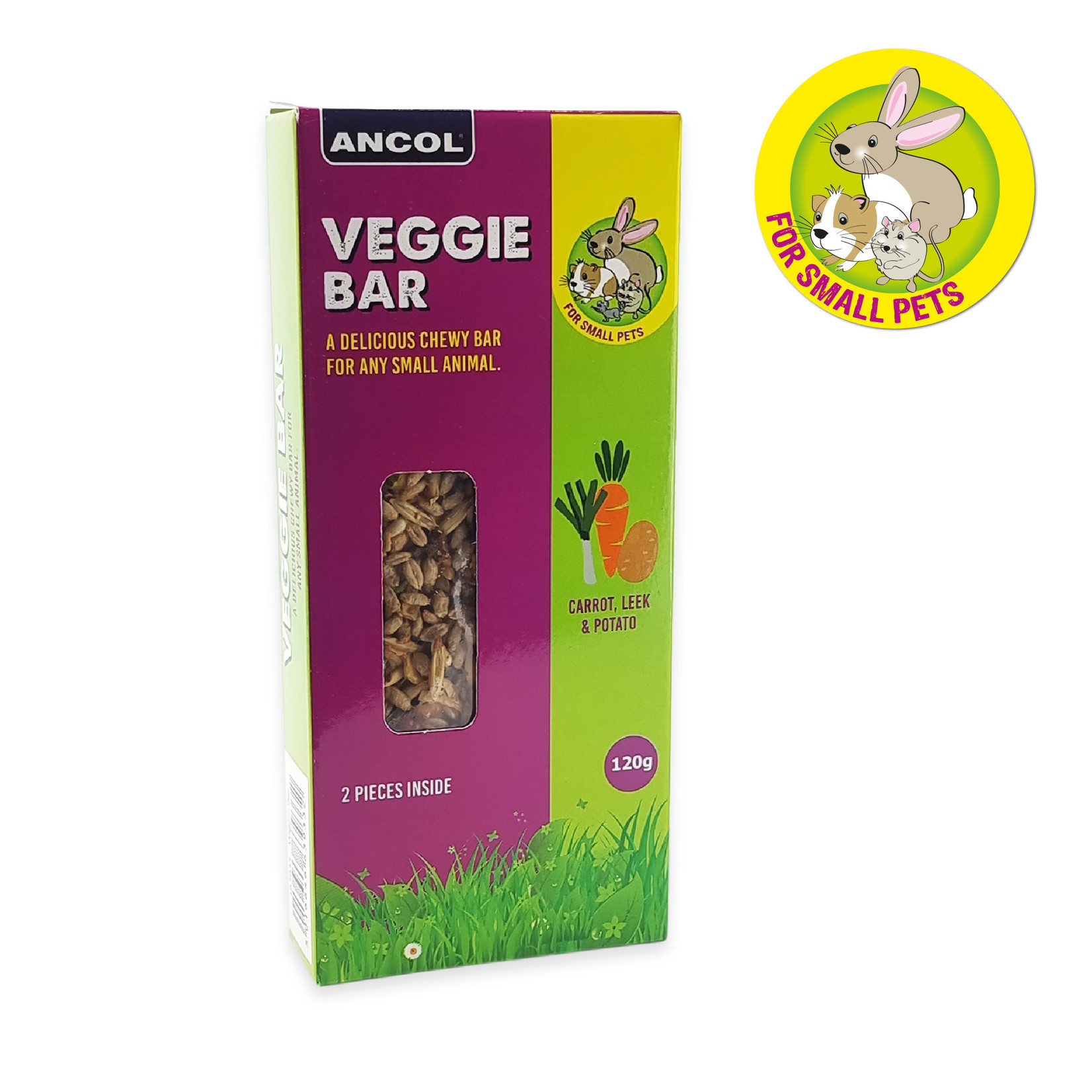 Ancol Veggie Bar Carrot, Leek & Potato Chewy Small Animal Treats, 120g