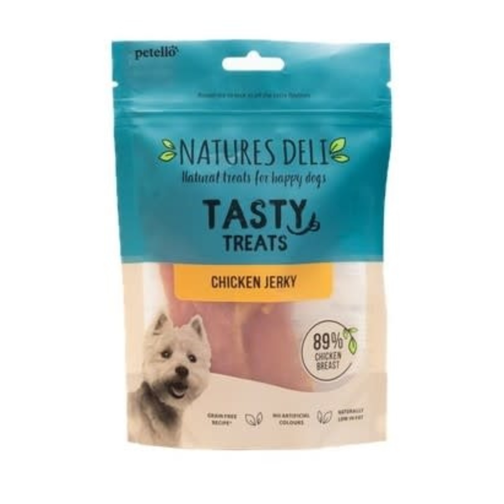 petello Natures Deli Grain Free Chicken Jerky Dog Chew Treats, 100g