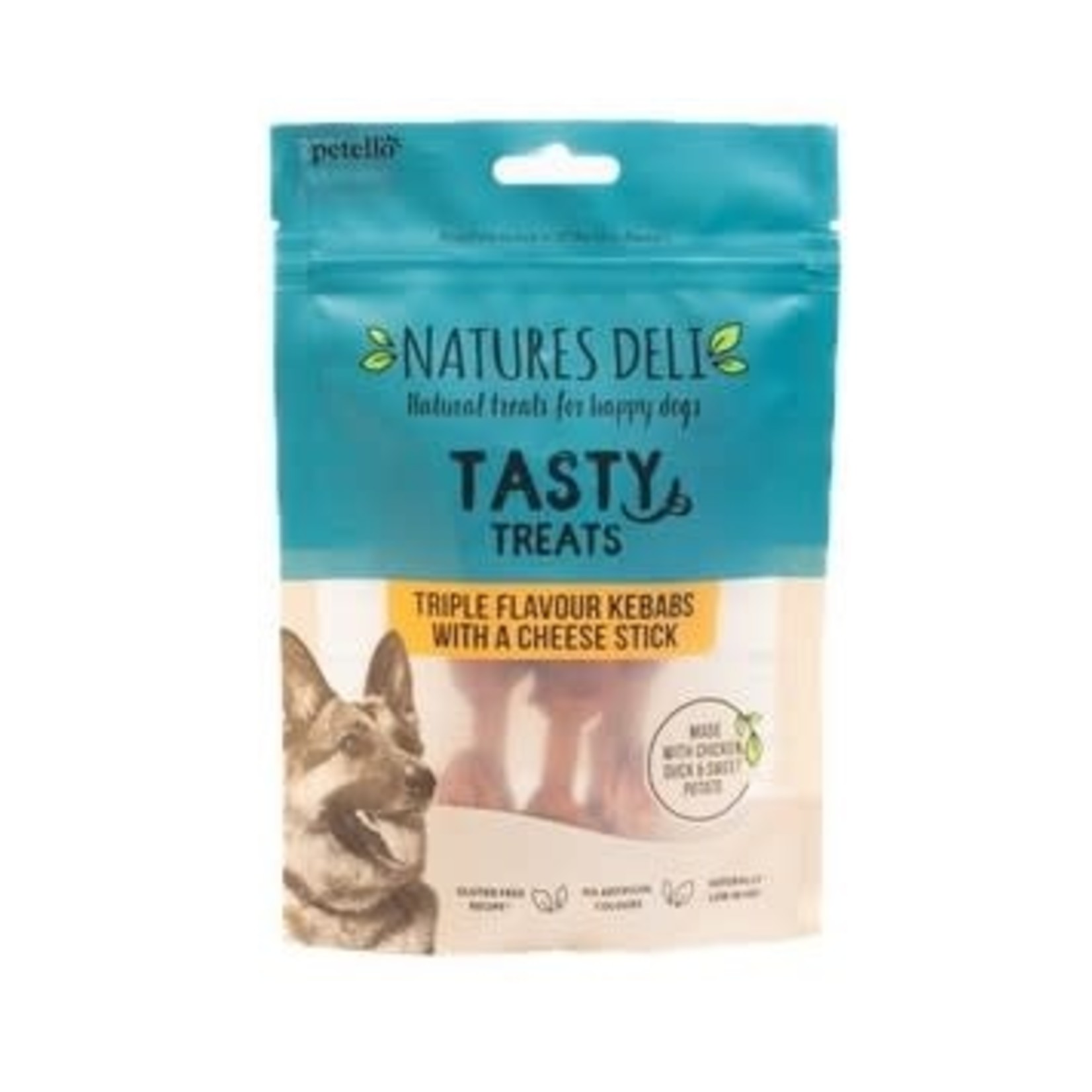 petello Natures Deli Grain Free Triple Flavour Kebabs Dog Chew Treats, 100g