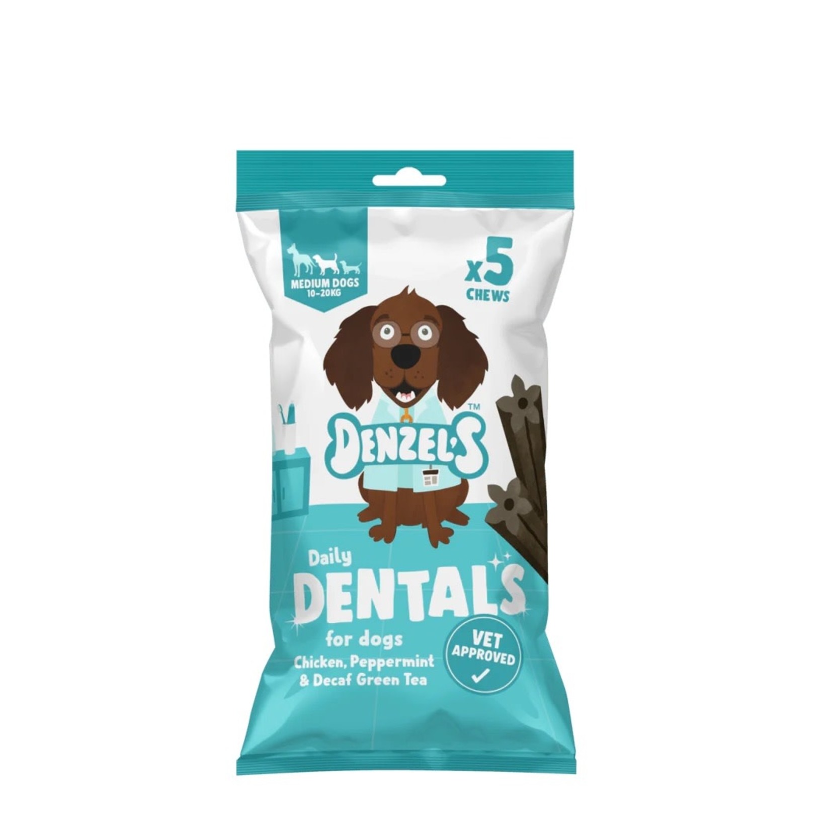 Denzel's Daily Dental Sticks Chicken, Peppermint & Decaf Green Tea Dog Treats