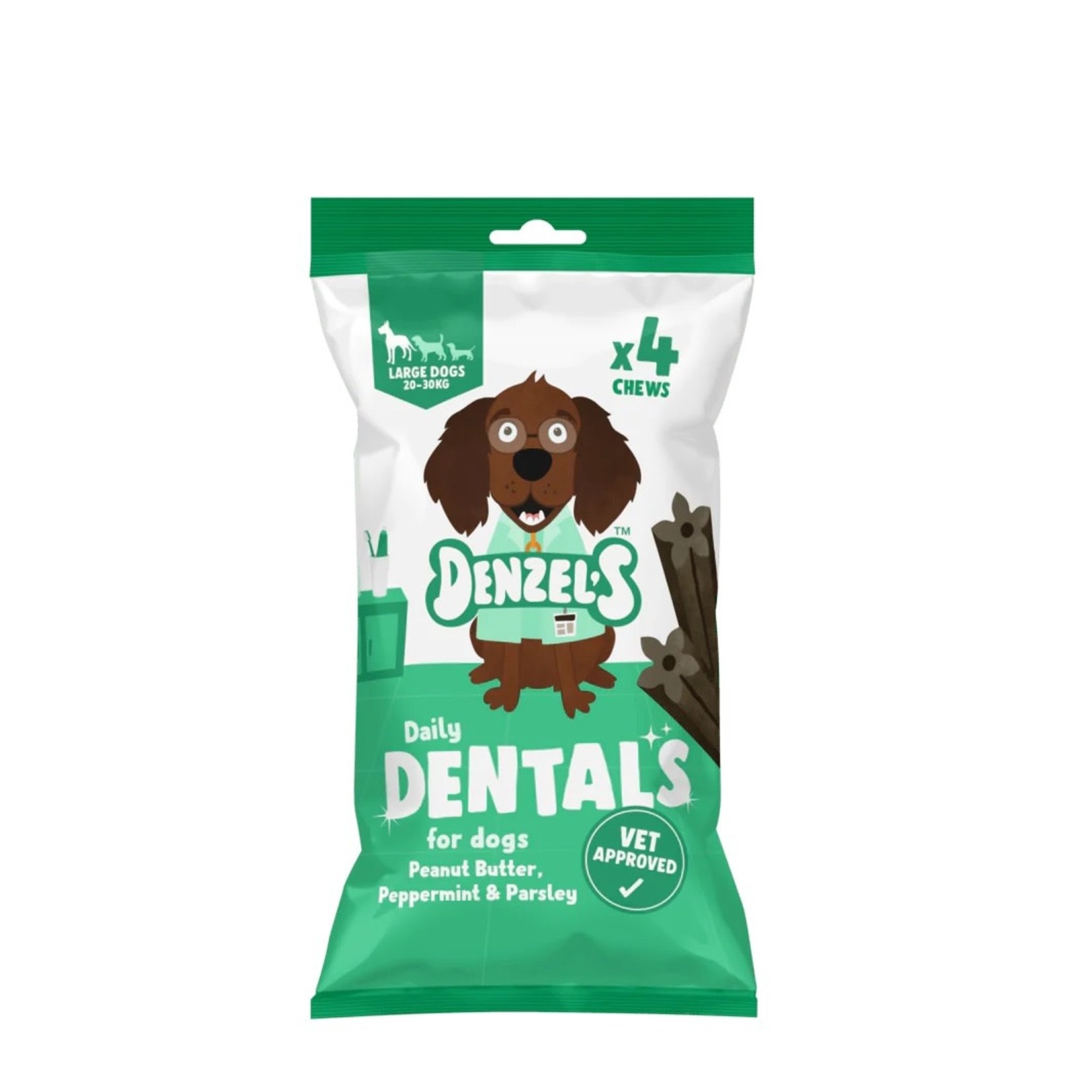 Denzel's Daily Dental Sticks Peanut Butter, Peppermint & Parsley Dog Treats