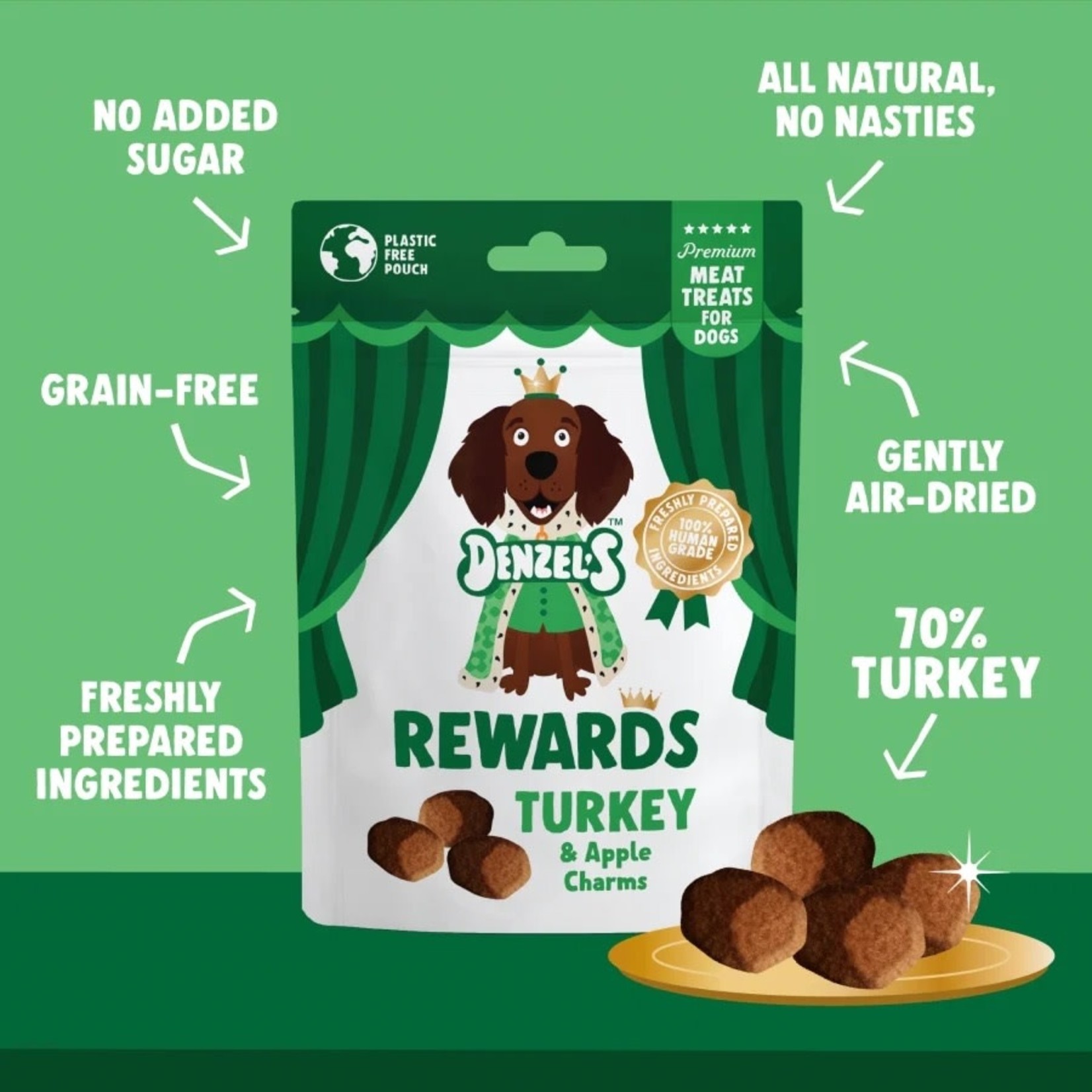 Denzel's Meat Rewards Turkey & Apple Charm Rewards Dog Treats, 70g