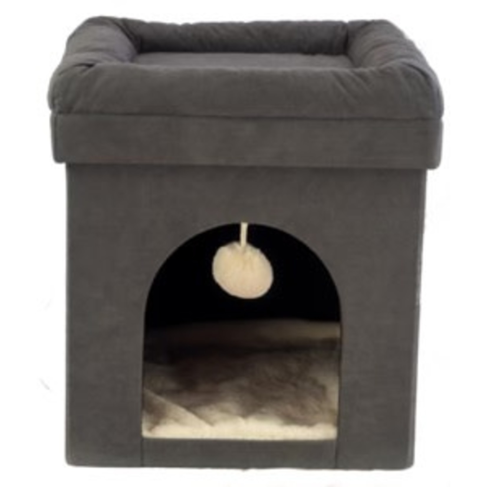 Snug & Cosy Grey Cat in a Box Cat Bed, 40 x 40 x 42cm