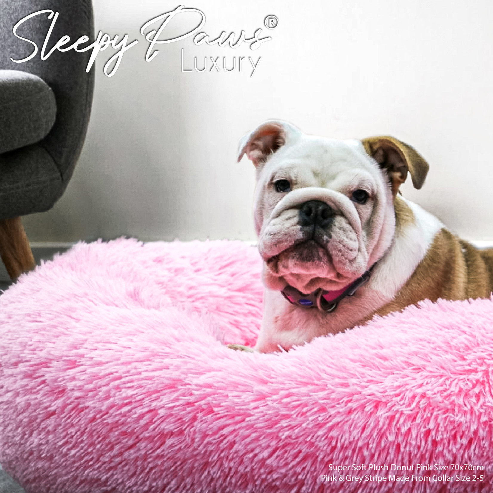Ancol Sleepy Paws Luxury Super Soft Plush Donut Dog Bed, Pink