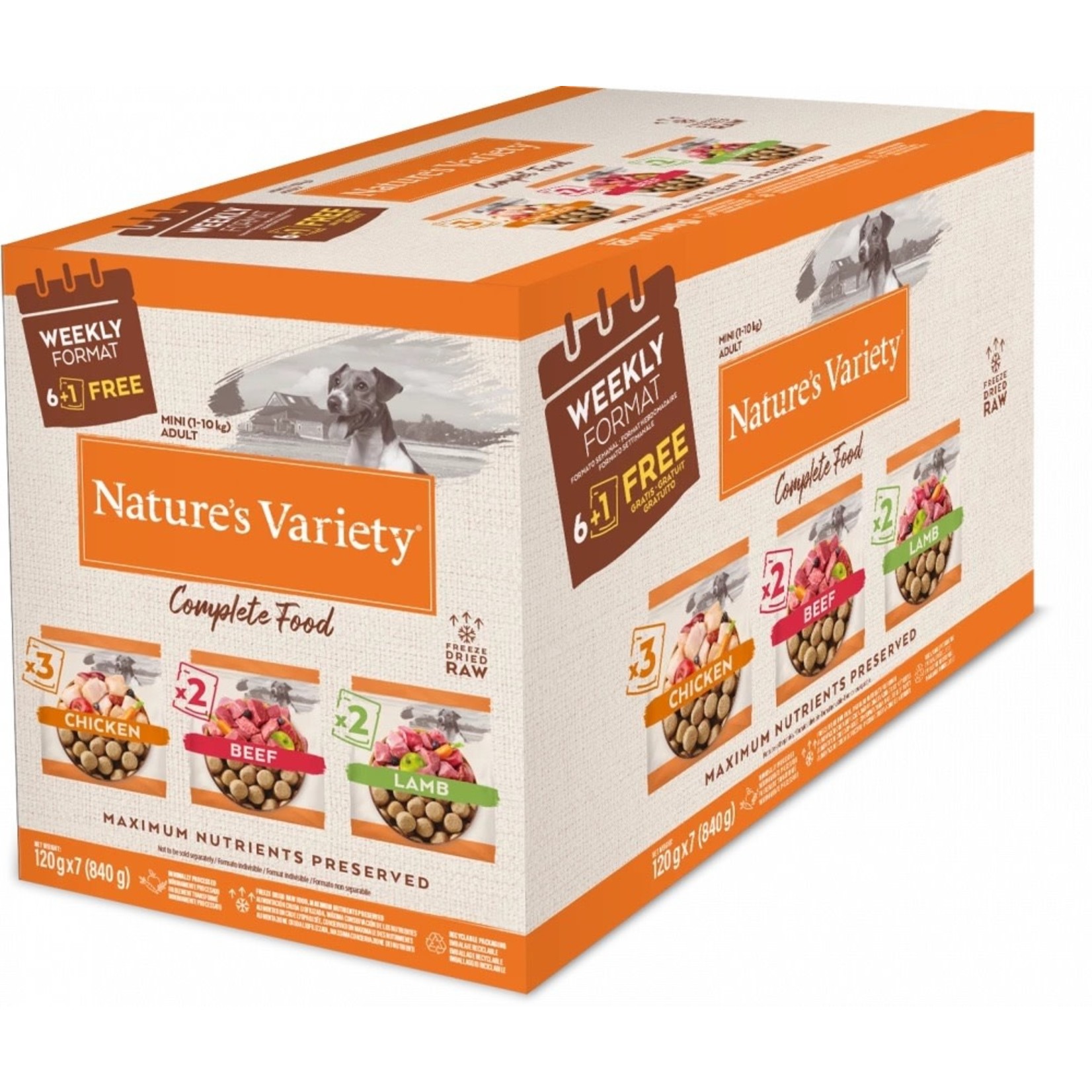 natures menu Nature's Variety Dog Adult Mini Complete Freeze-Dried Food Multipack, 7 x 120g