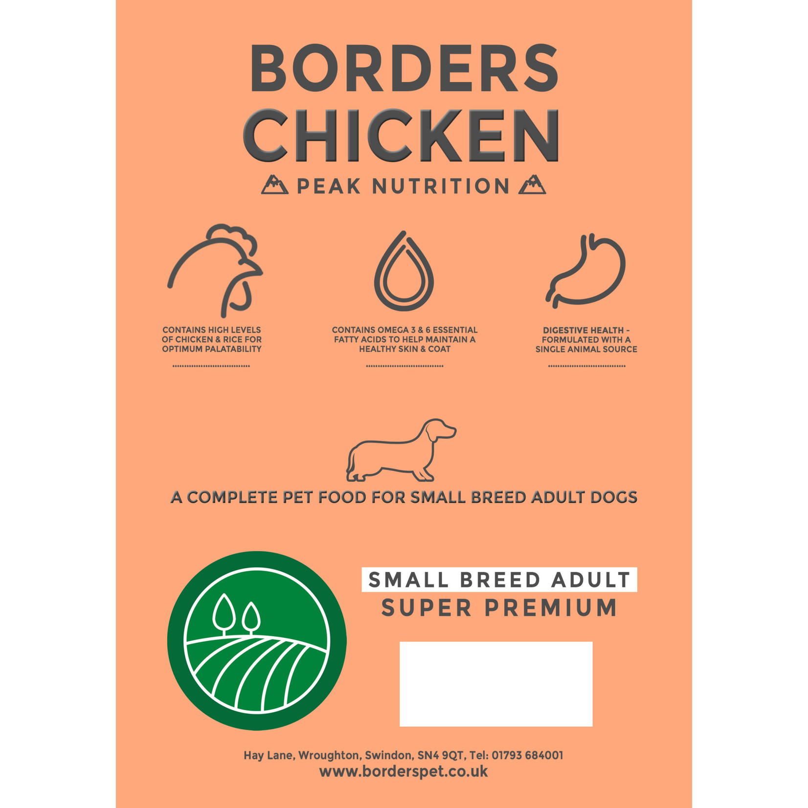 Borders Super Premium Small Breed Adult Dog Dry Food, Chicken with Rice
