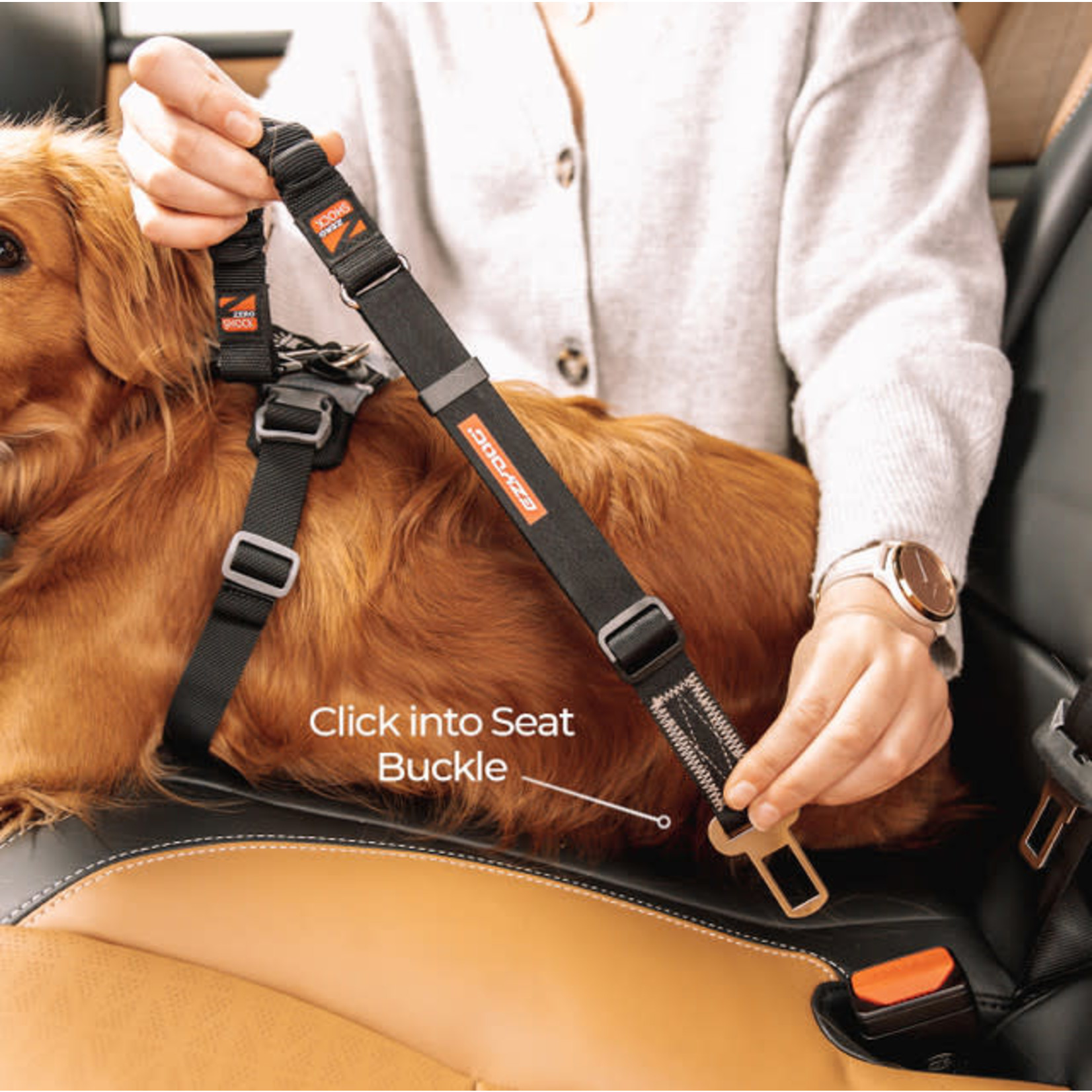 EzyDog Click Zero Shock Dog Seat Belt Car Restraint, Black