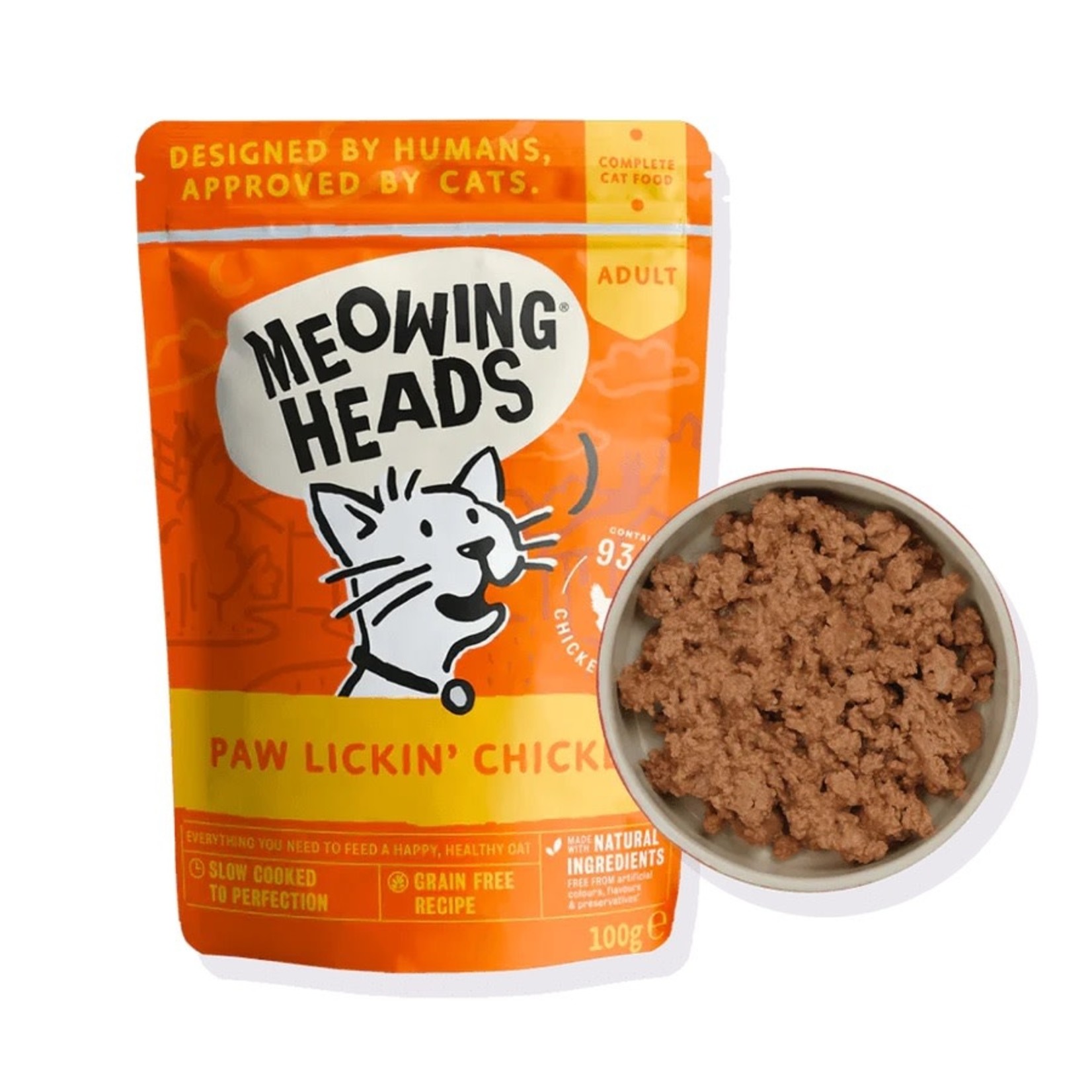 Meowing Heads Paw Lickin’ Chicken Adult Cat Wet Food, 10 x 100g