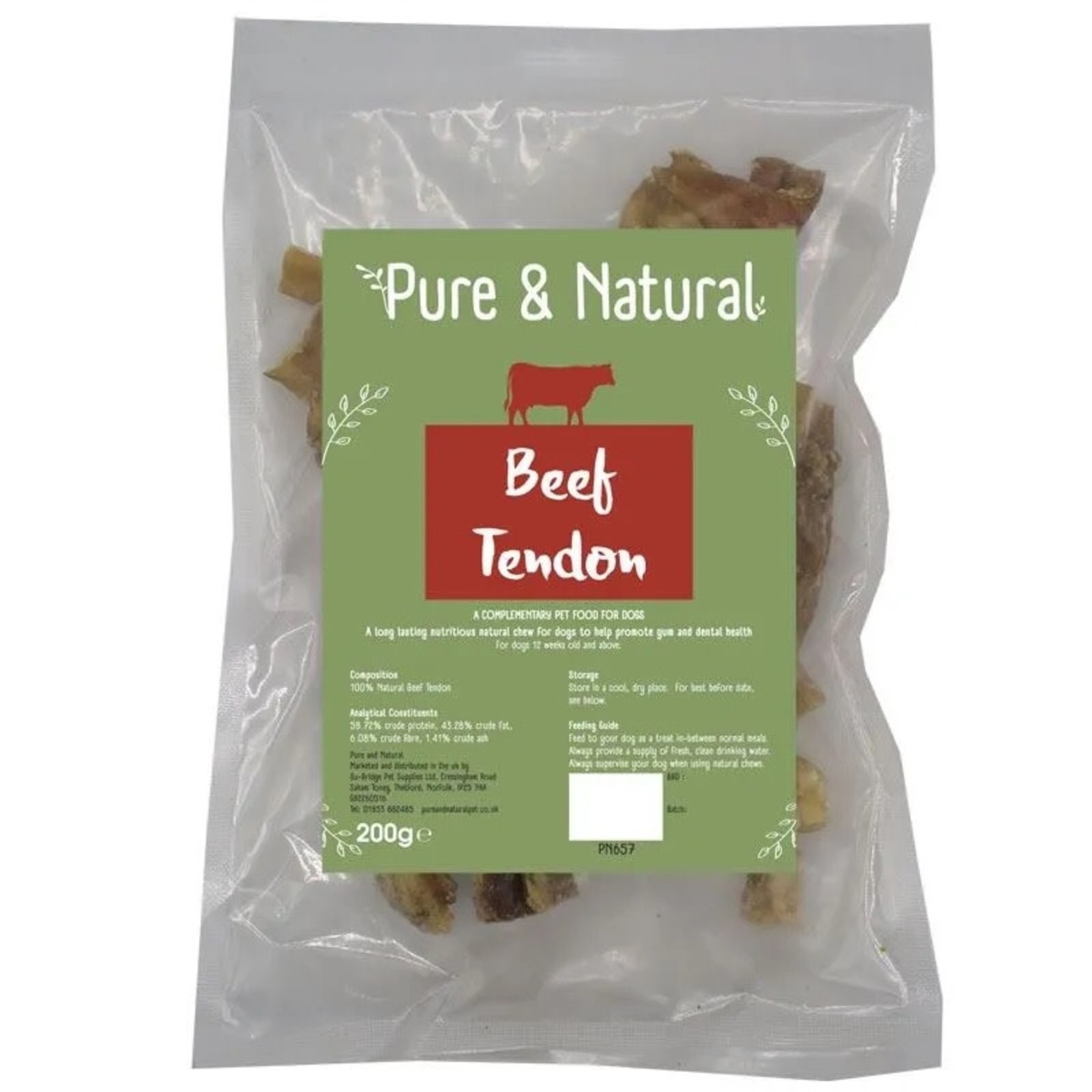 Pure & Natural Beef Tendon Dog Treats, 200g