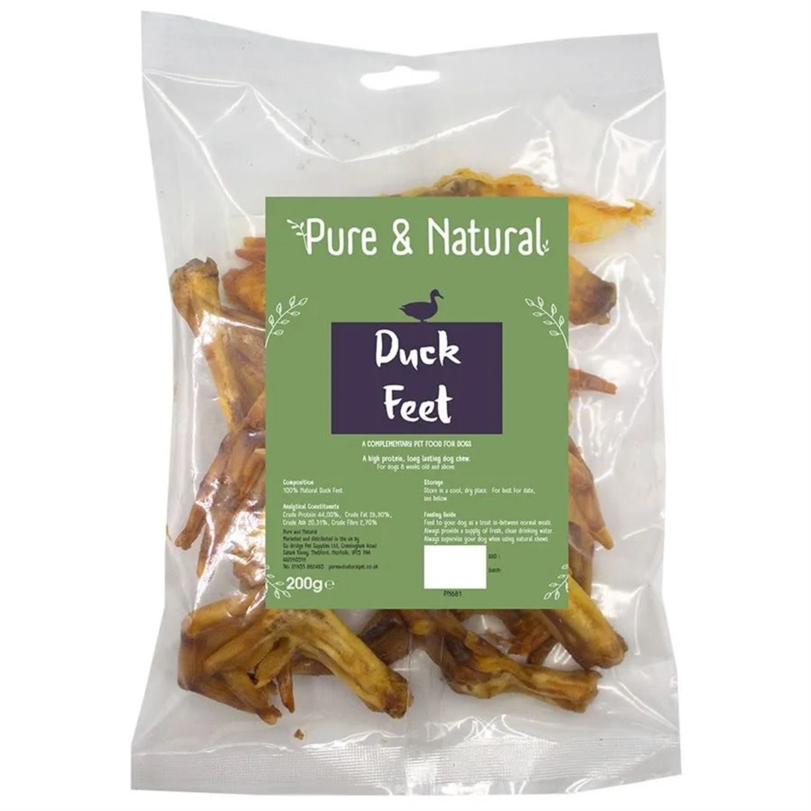 Pure & Natural Duck Feet Dog Treats, 200g