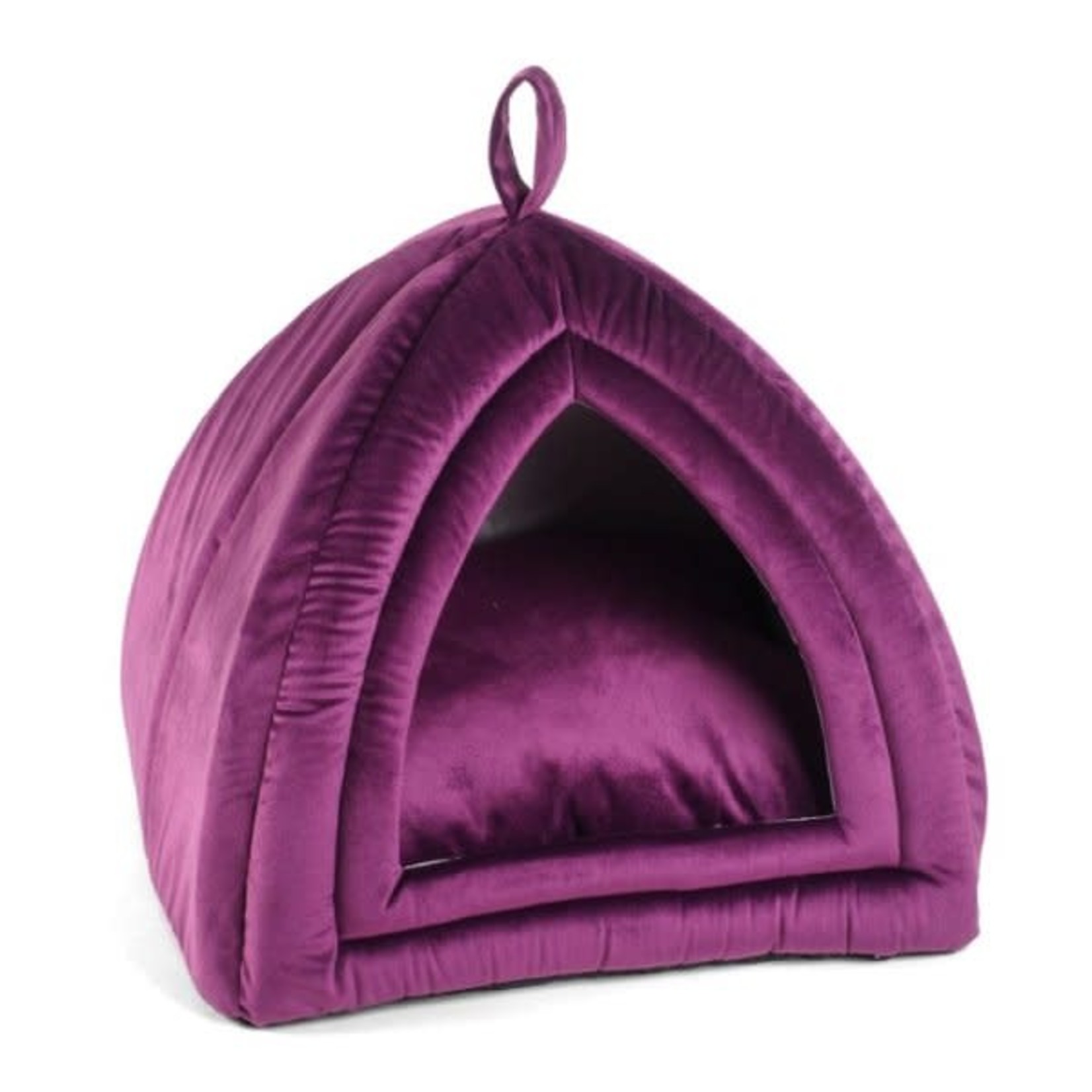 Zöon Mulberry Purple Velvet Cat Igloo Bed, 40 x 40 x 35cm