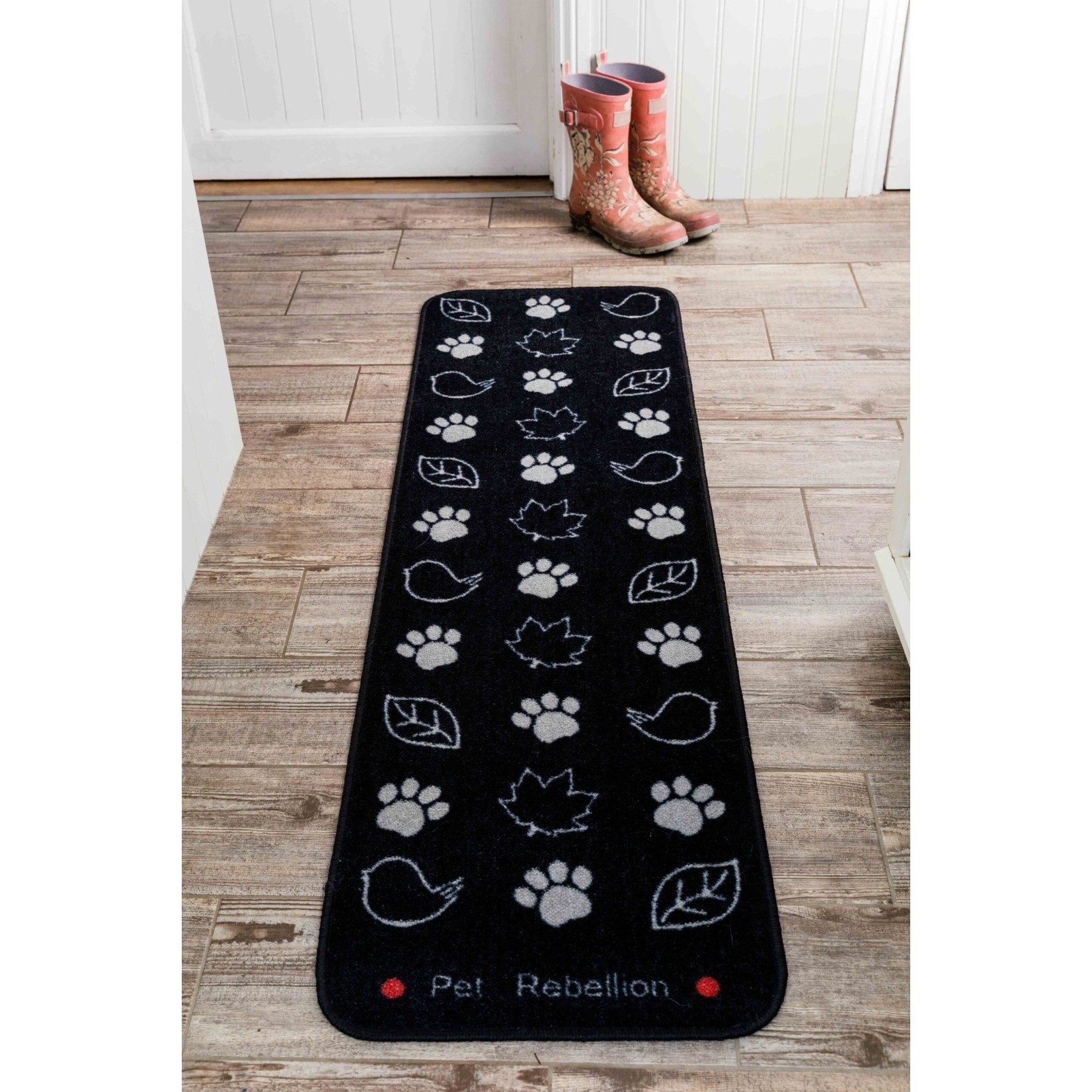 Pet Rebellion Stop Muddy Paws Floor Runner Mat, Country Walk Black, 45x150cm