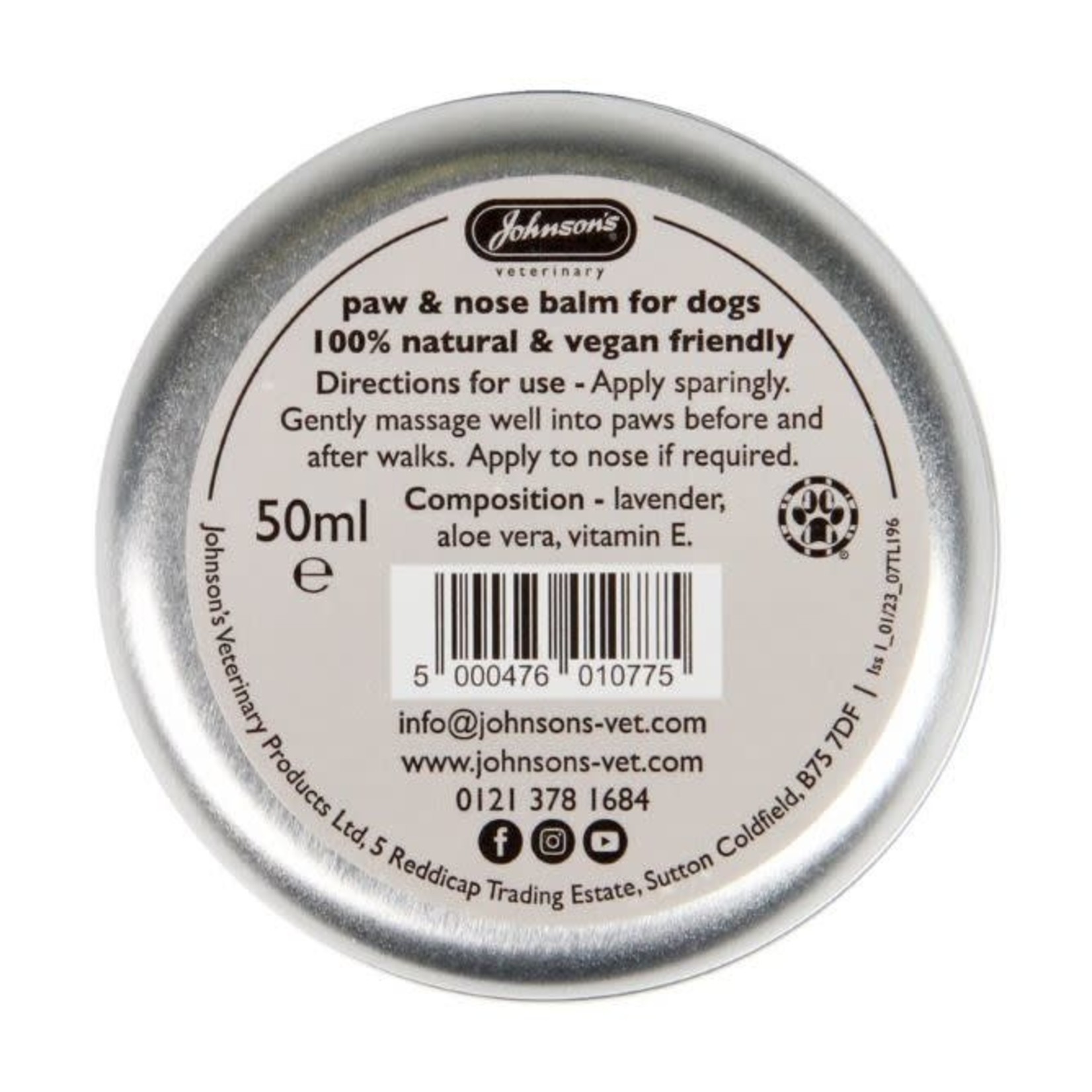 Johnson's Veterinary Paw & Nose Natural Balm for Dogs 50ml