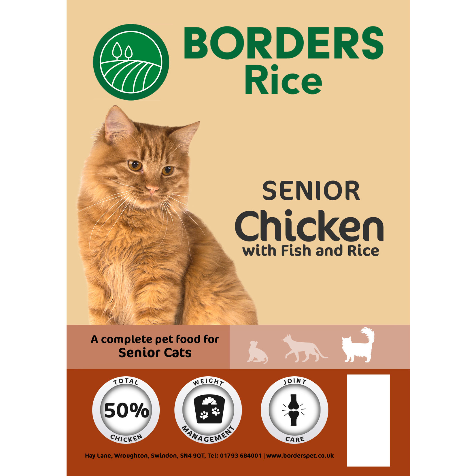 Borders Rice Senior Cat Dry Food Chicken with Fish, 2kg