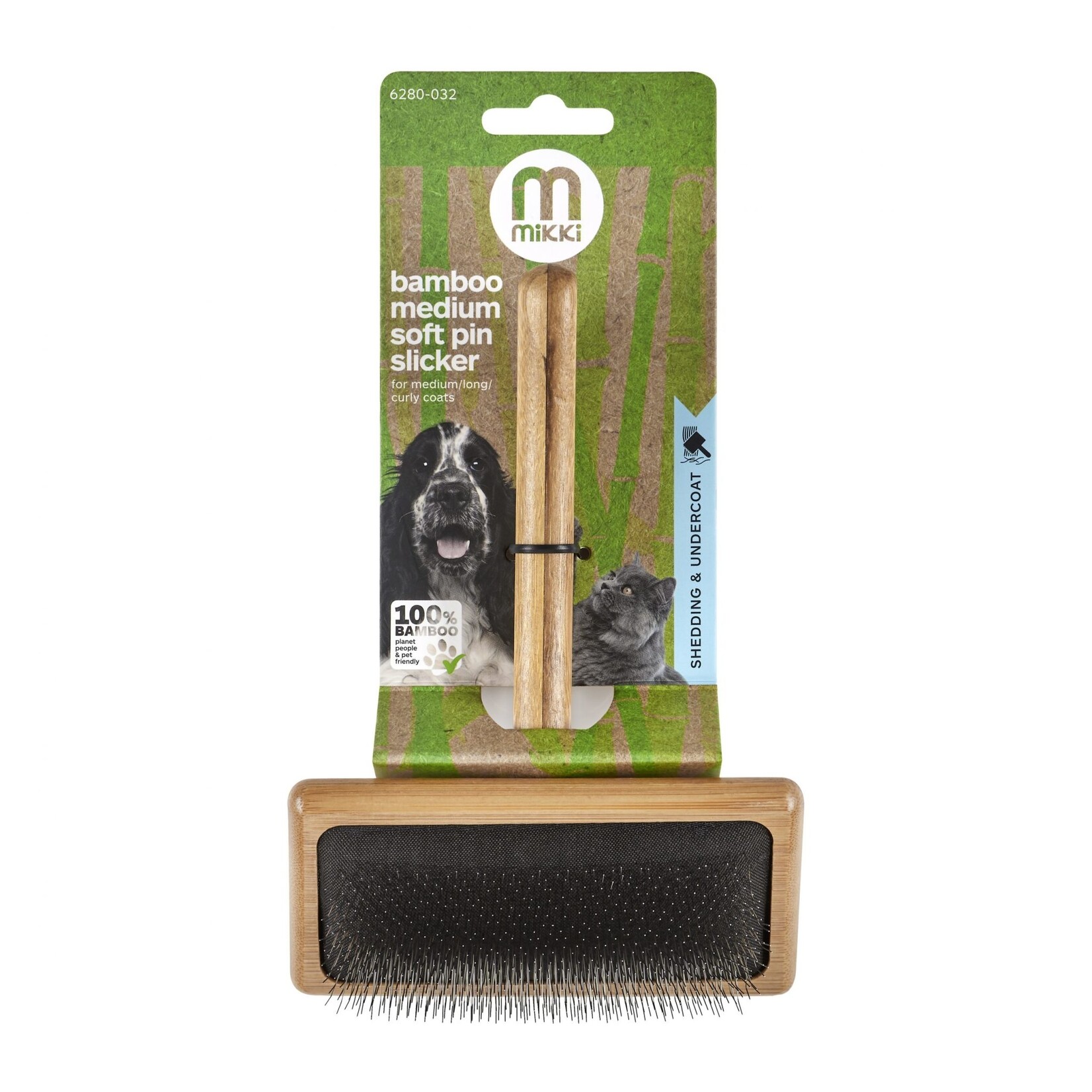 Mikki Bamboo Soft Pin Slicker Brush for Medium/Long & Curly Coats
