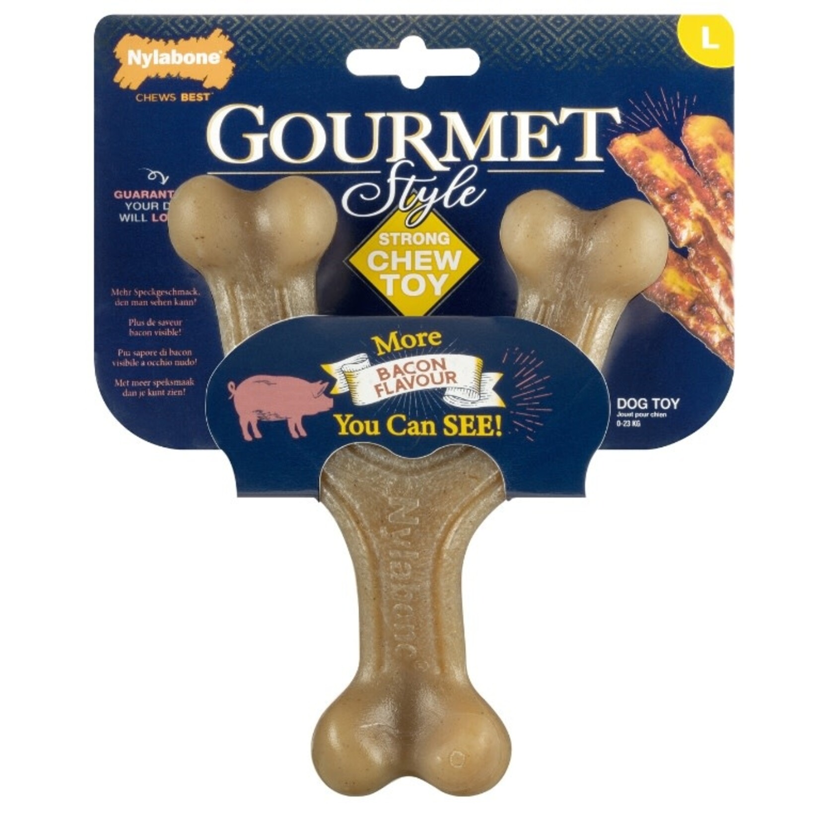 Nylabone Gourmet Wishbone Strong Dog Chew Toy, Bacon