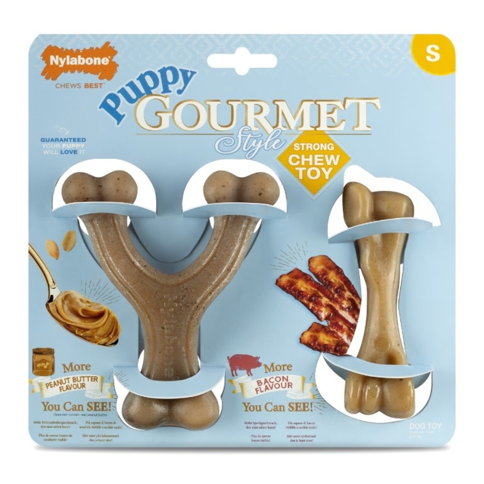 Nylabone Puppy Gourmet Femur & Wishbone Strong Chew Toy, Small, Twin Pack